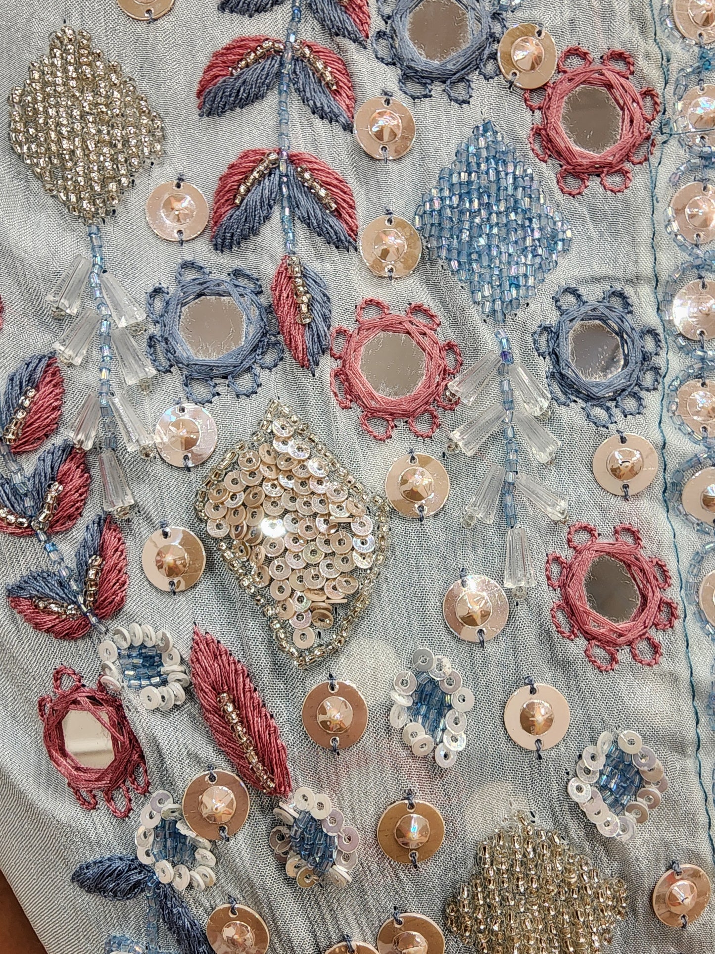 Aqua blue ombre embellished cowl dress