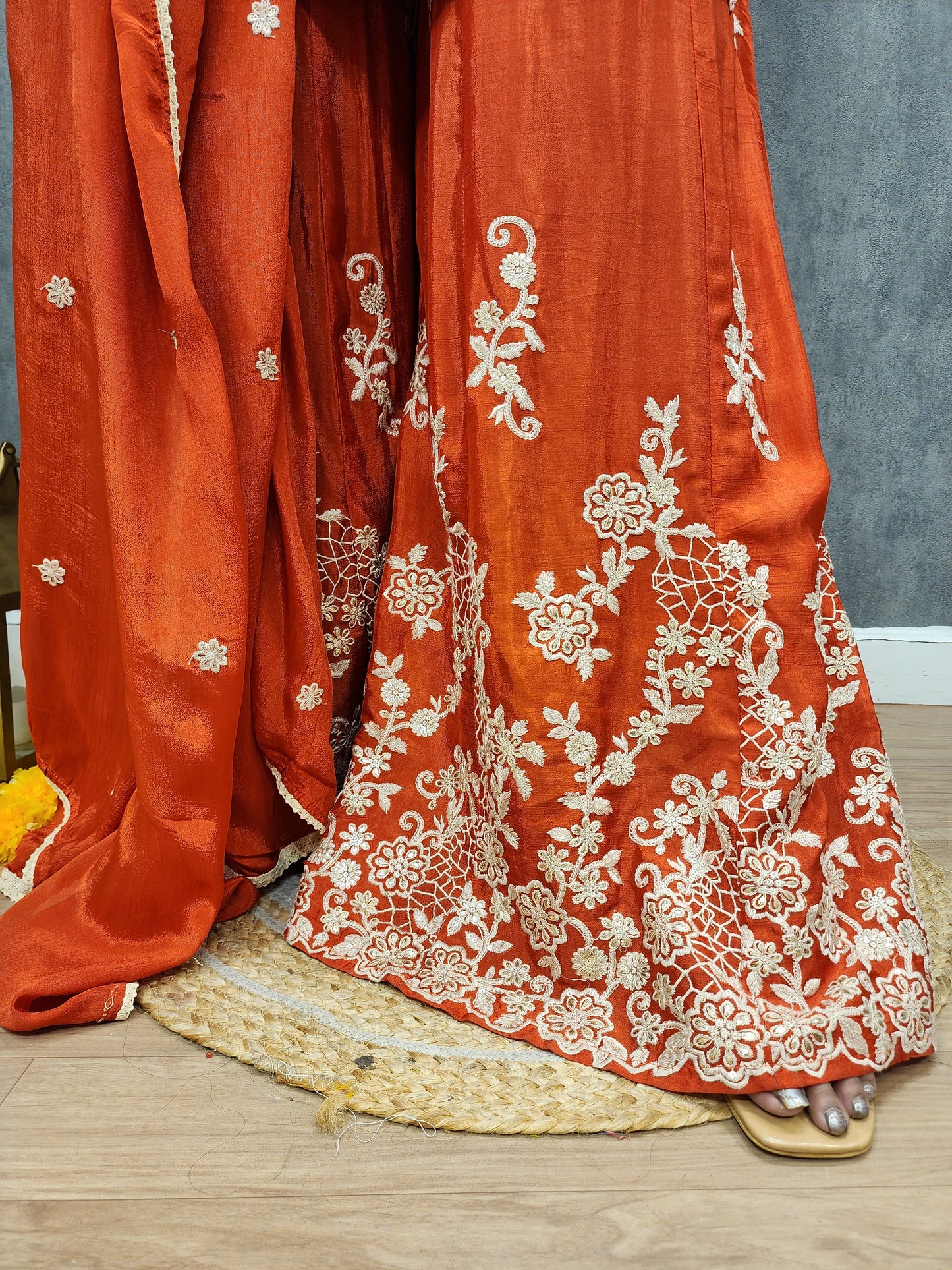 Royal orange Embroided co-ord set