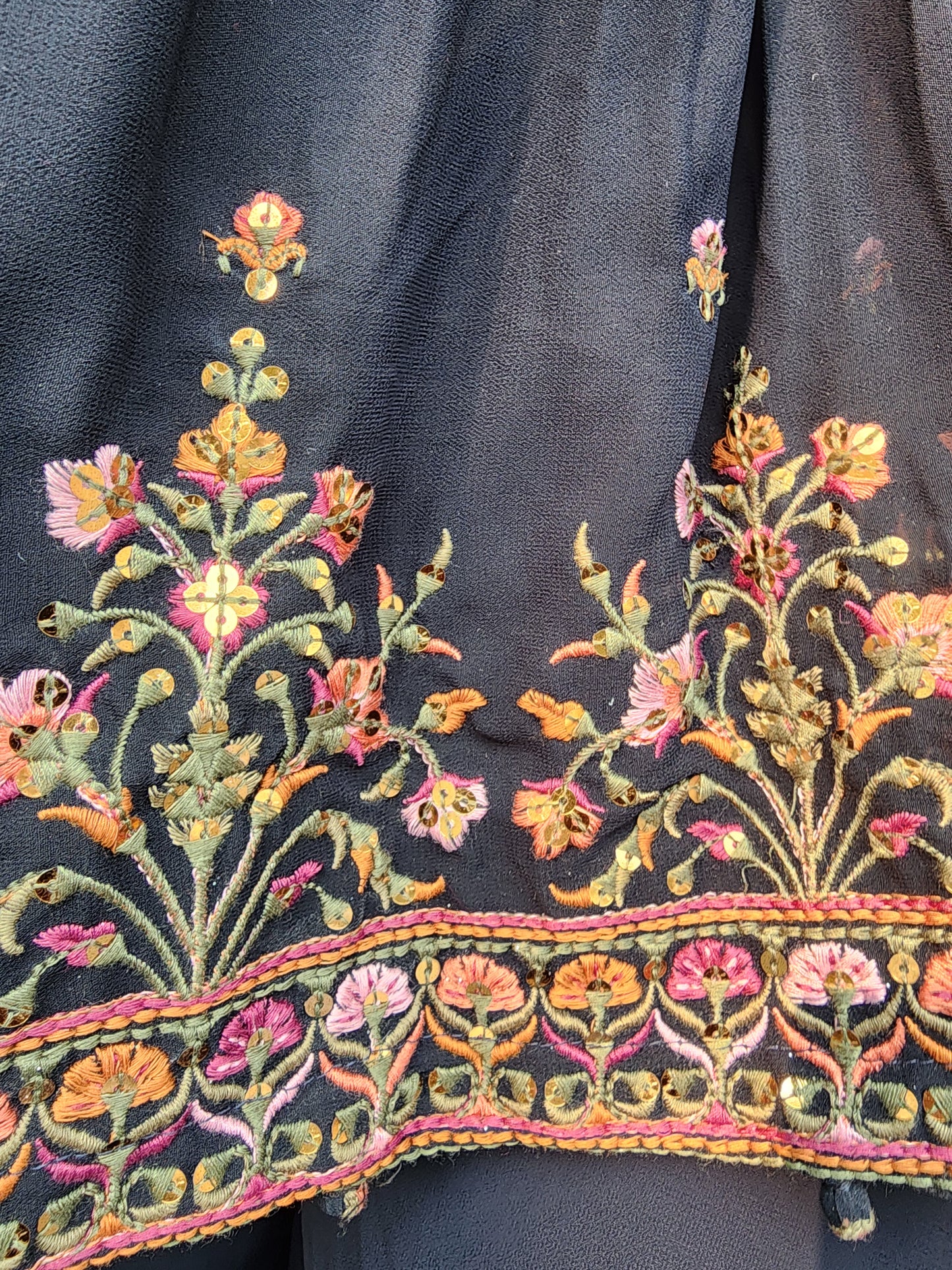 Sadaf Coal blue Embroided peplum divider dress