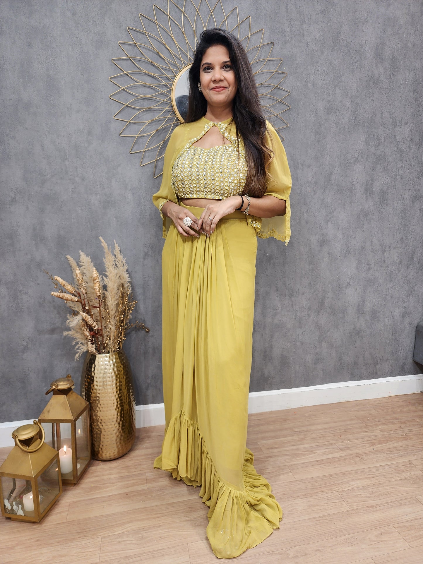 Mahira 3pc indowestern cape dress