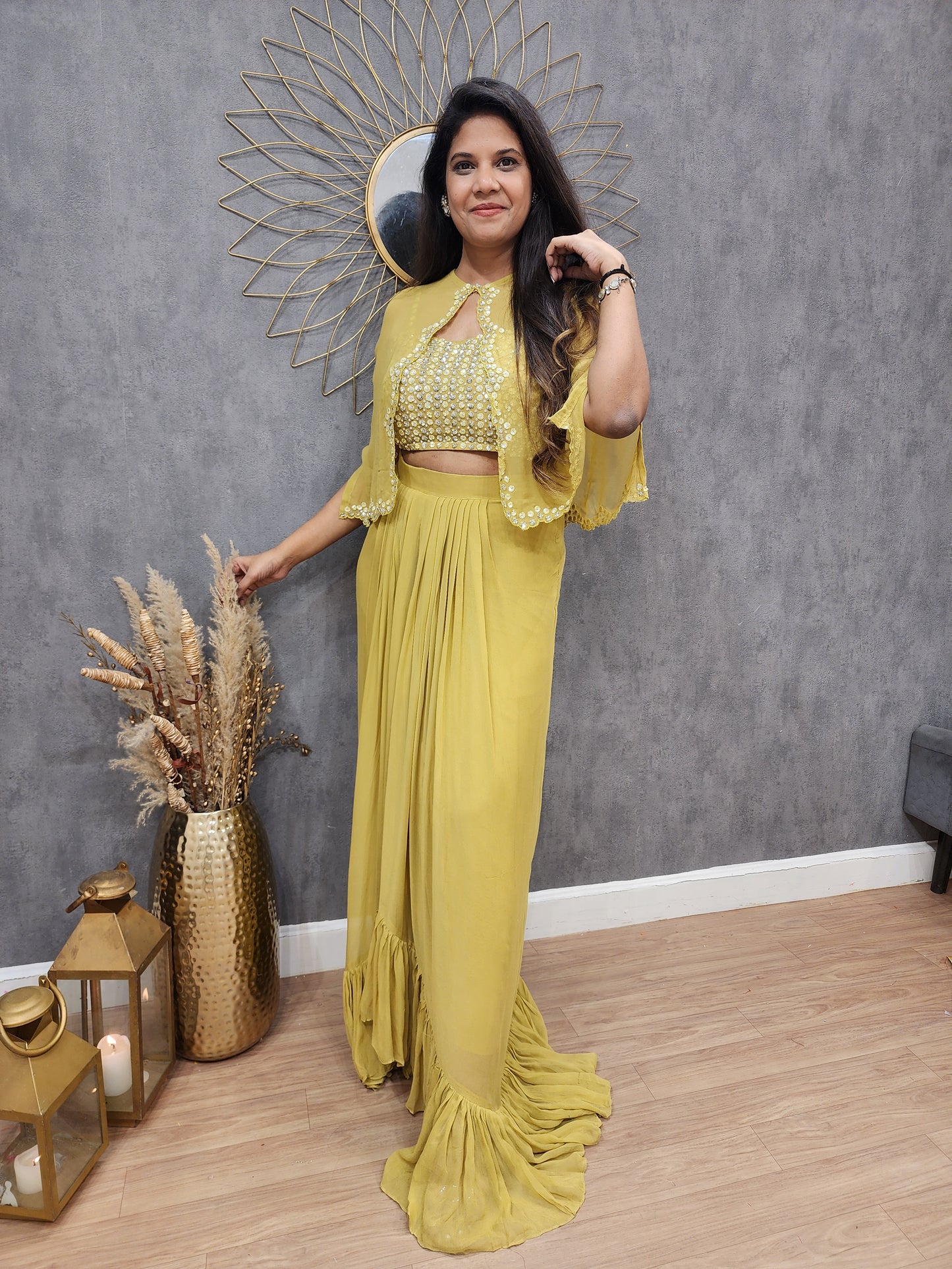 Mahira 3pc indowestern cape dress