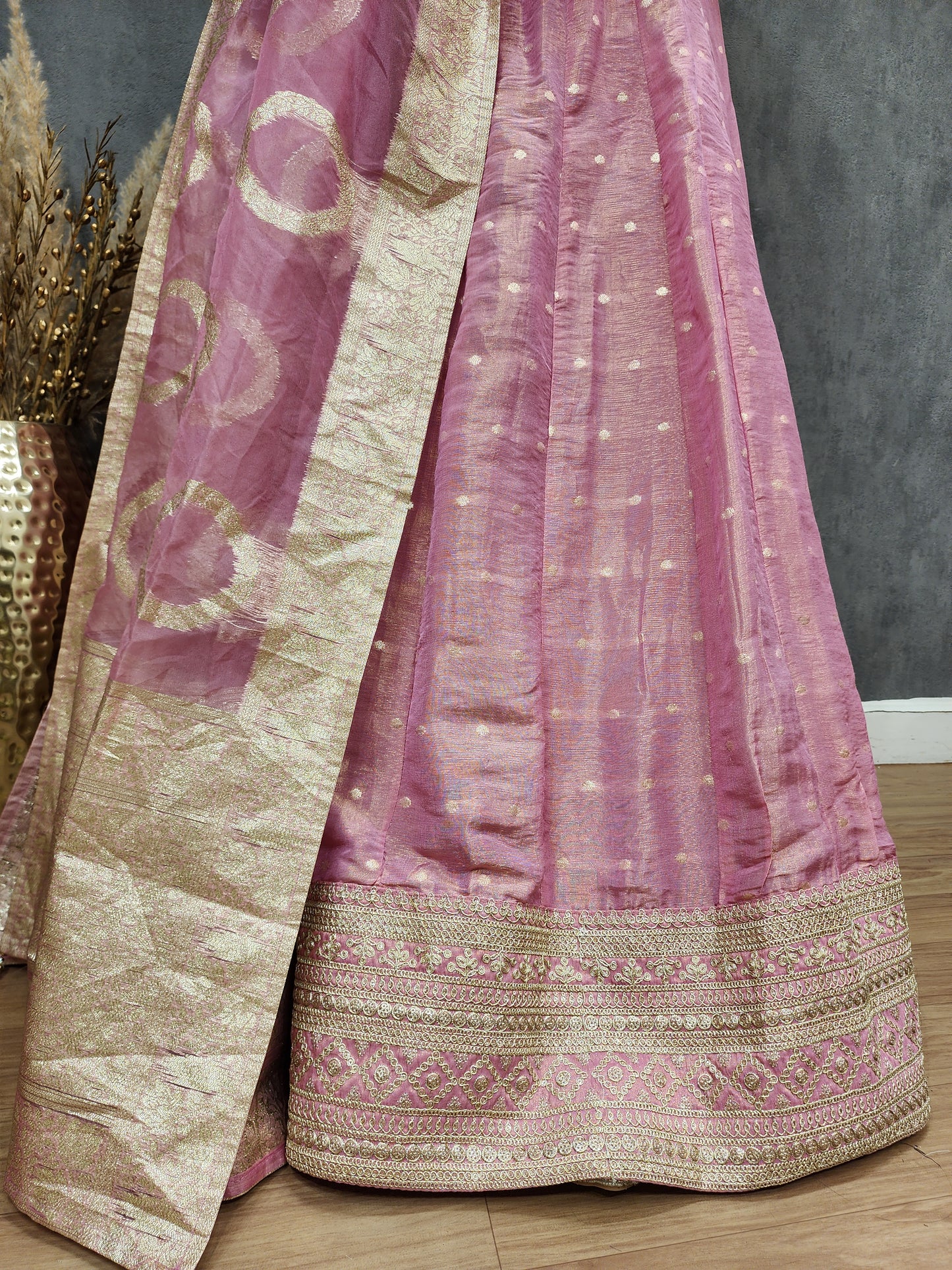 Khwab Pink weaving Embroided anarkali suit