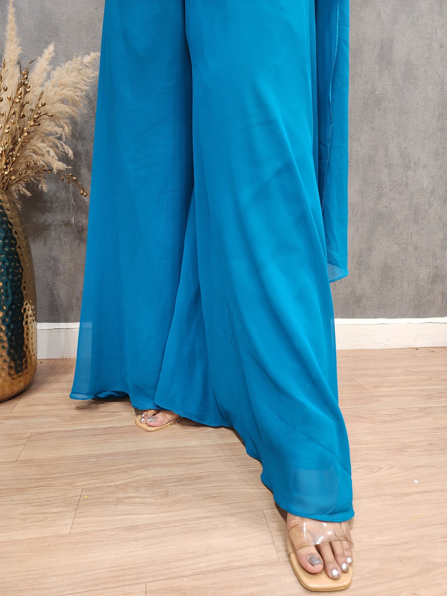 Kareena blue 3pc indowestern divider dress
