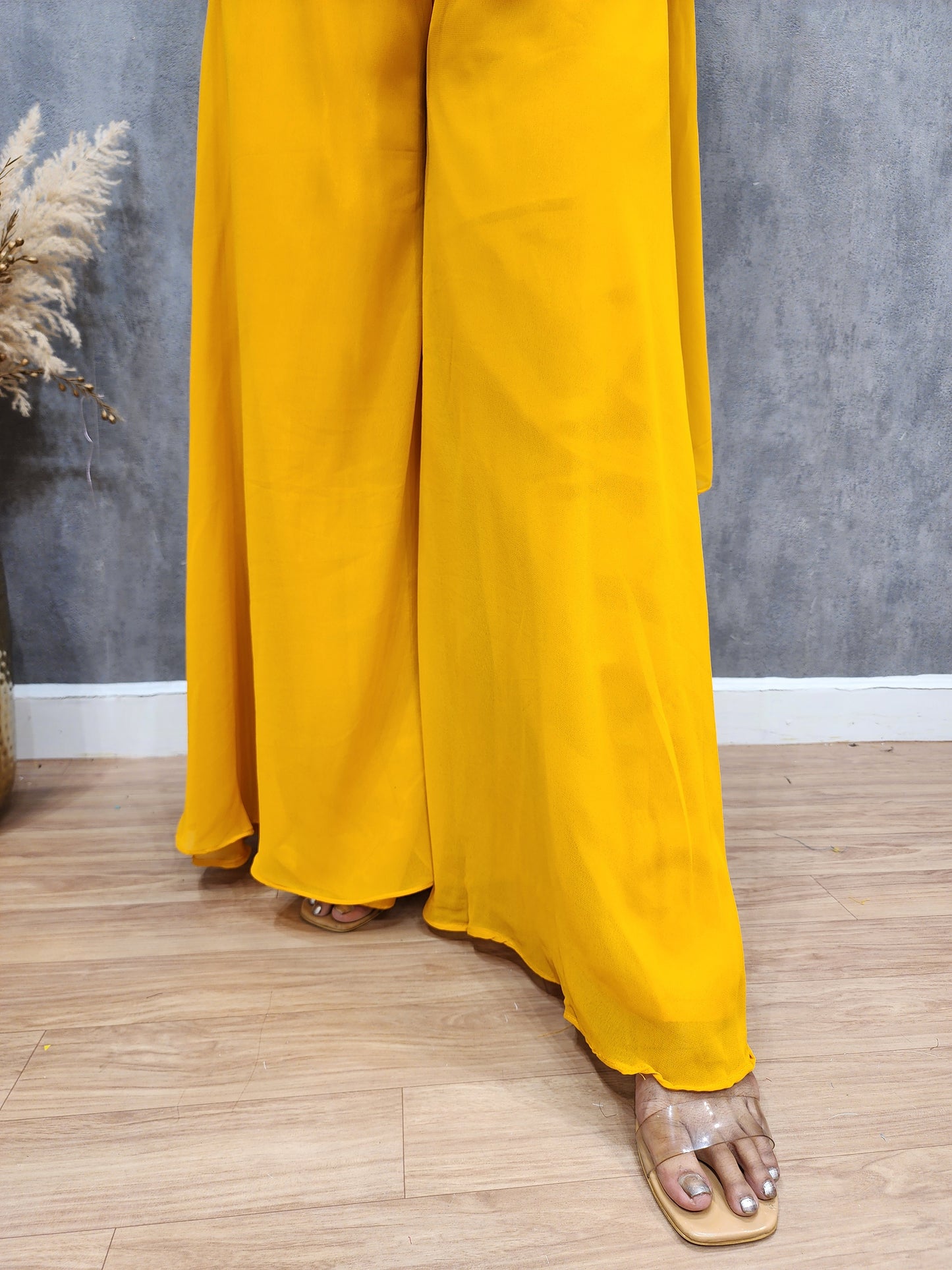 Kareena turmeric yellow 3pc indowestern divider dress