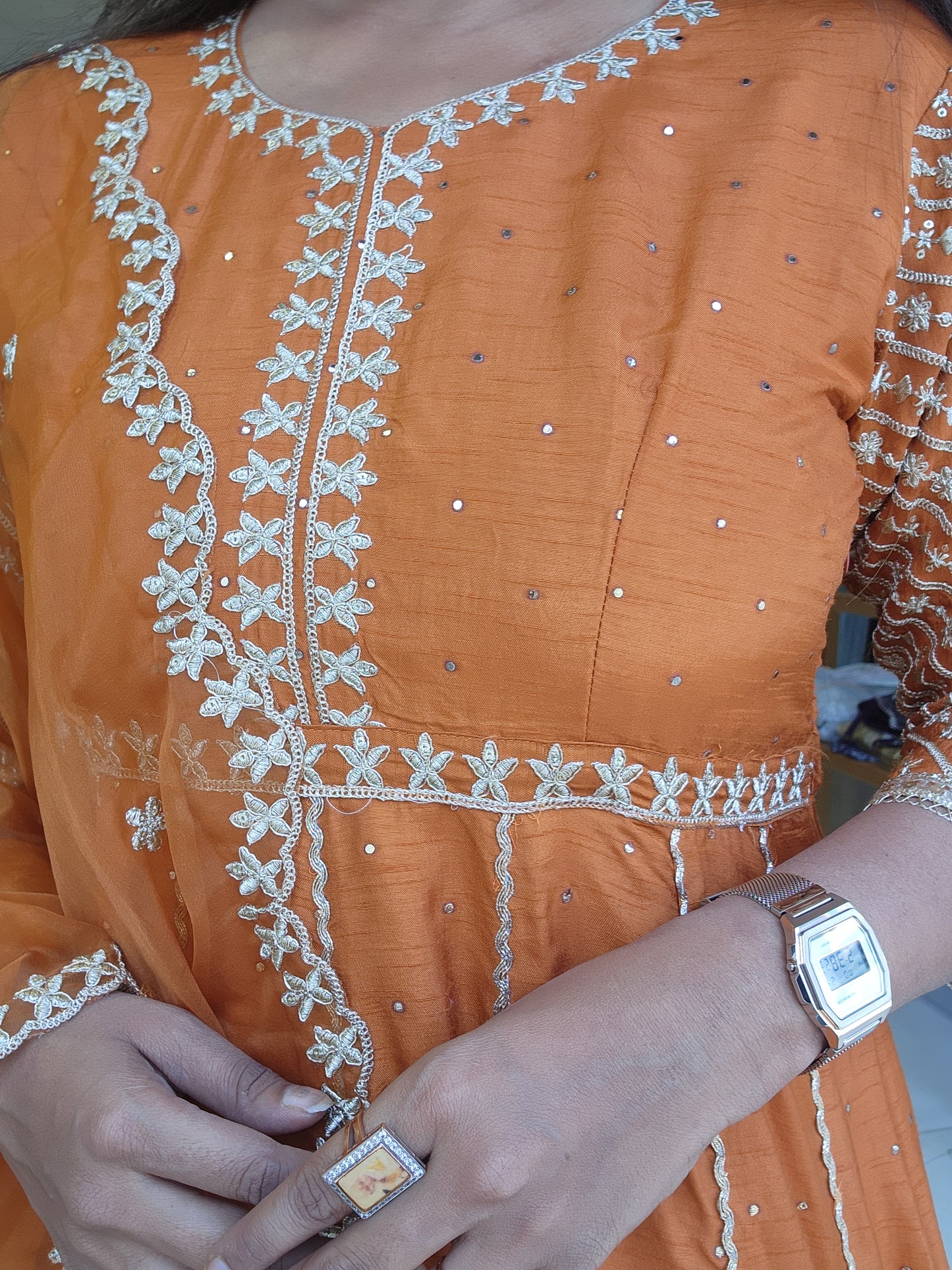 Rustorange 3pc anarkali suit