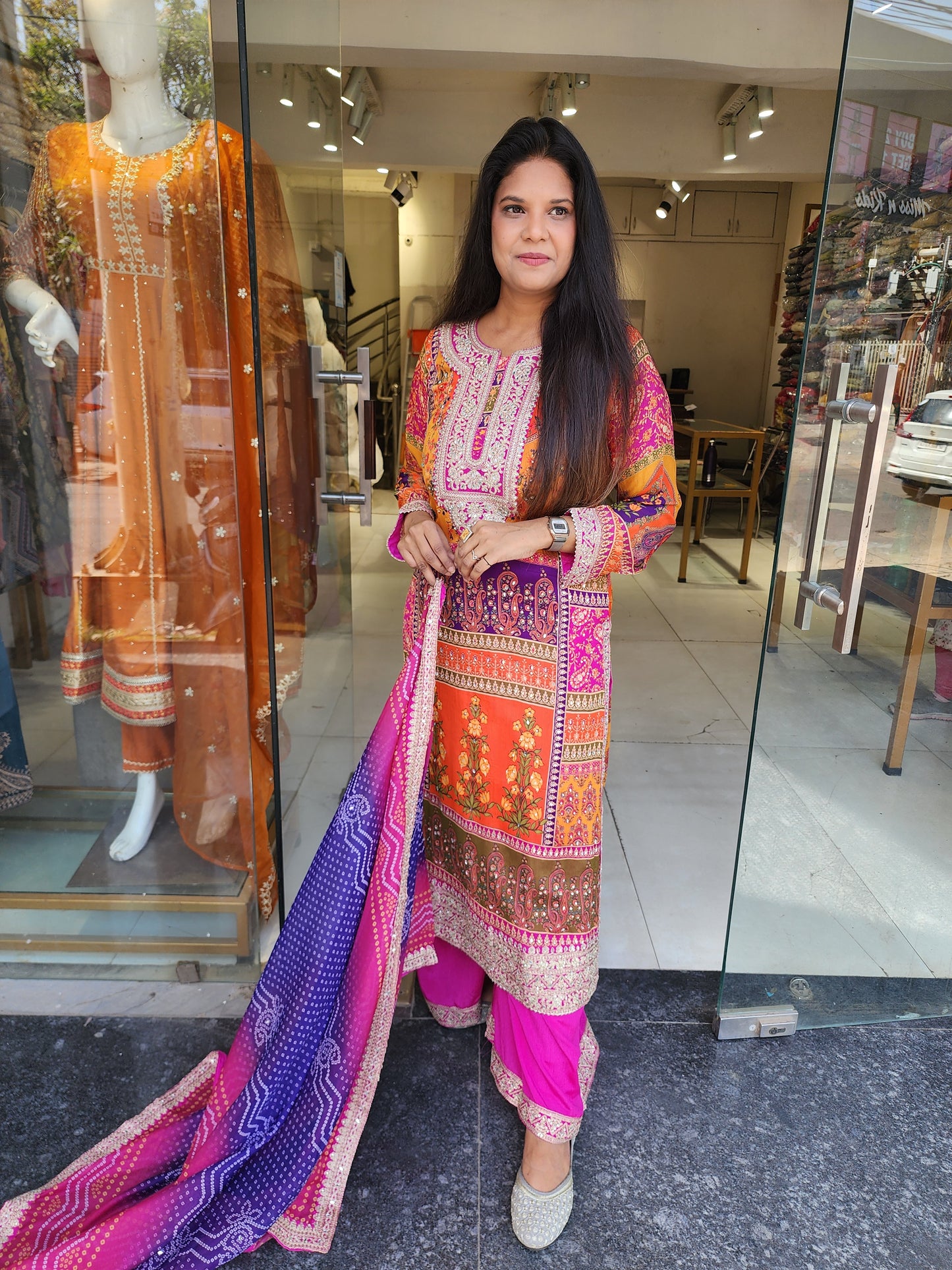 Multi shades digital print sharara suit