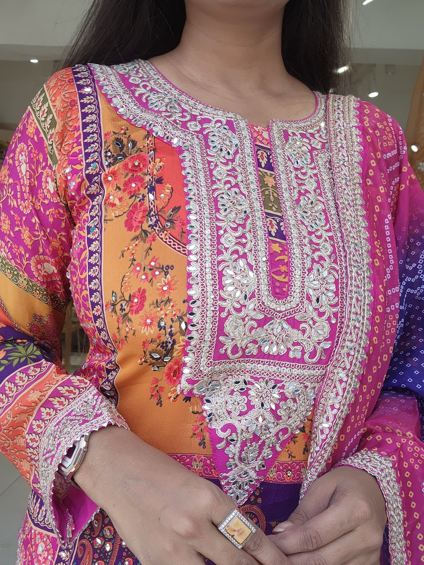 Multi shades digital print sharara suit