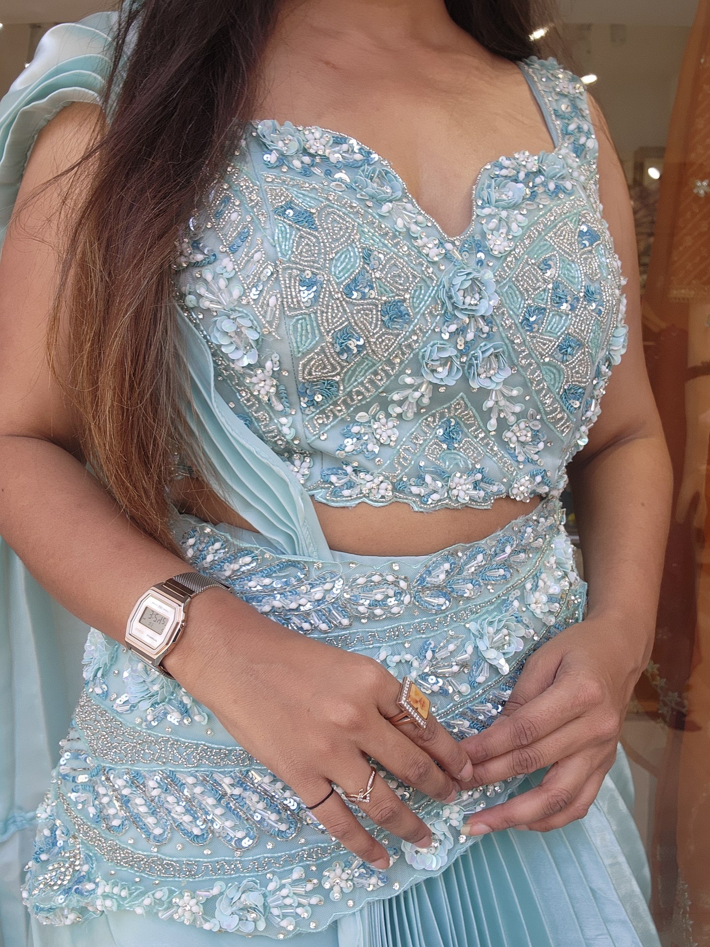 Pastel blue jimmy choo lehenga