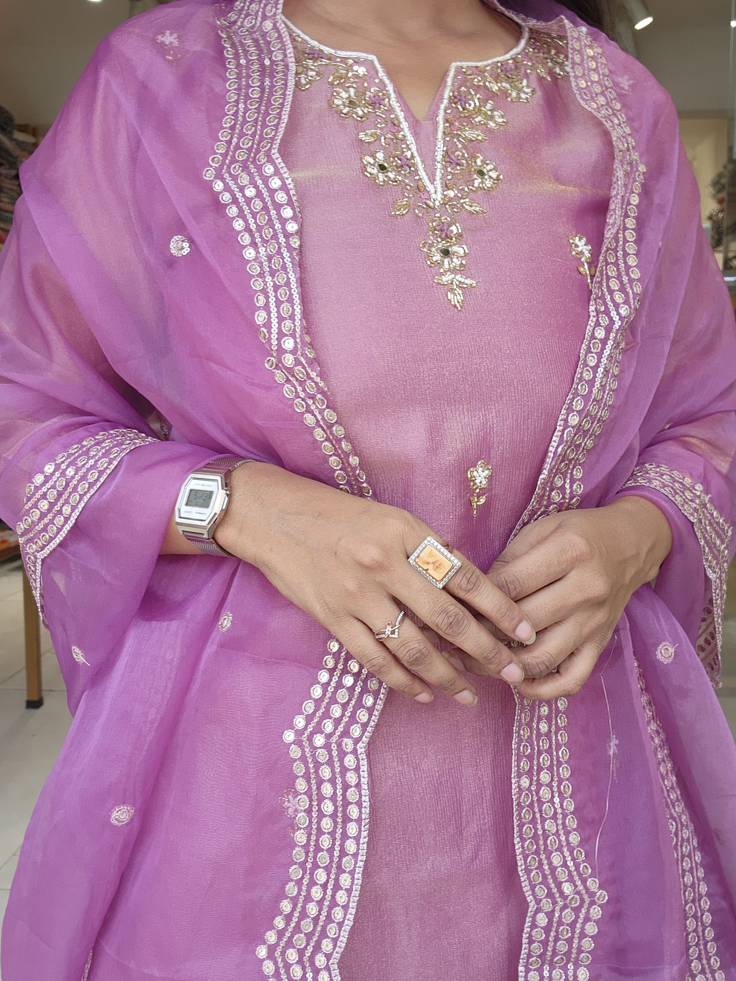 Onion pink short kurta with skirt