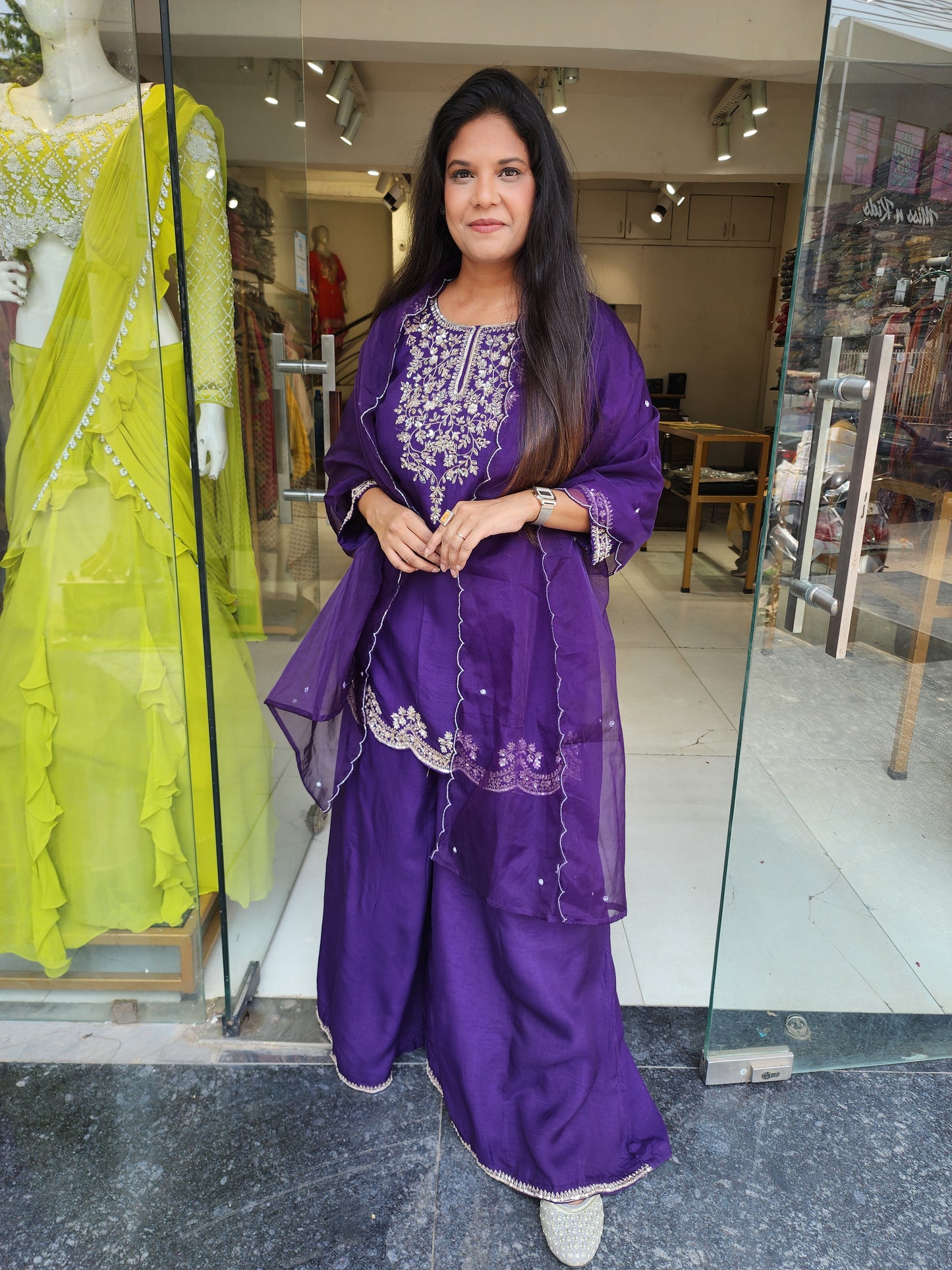 Royal purple divider sharara suit