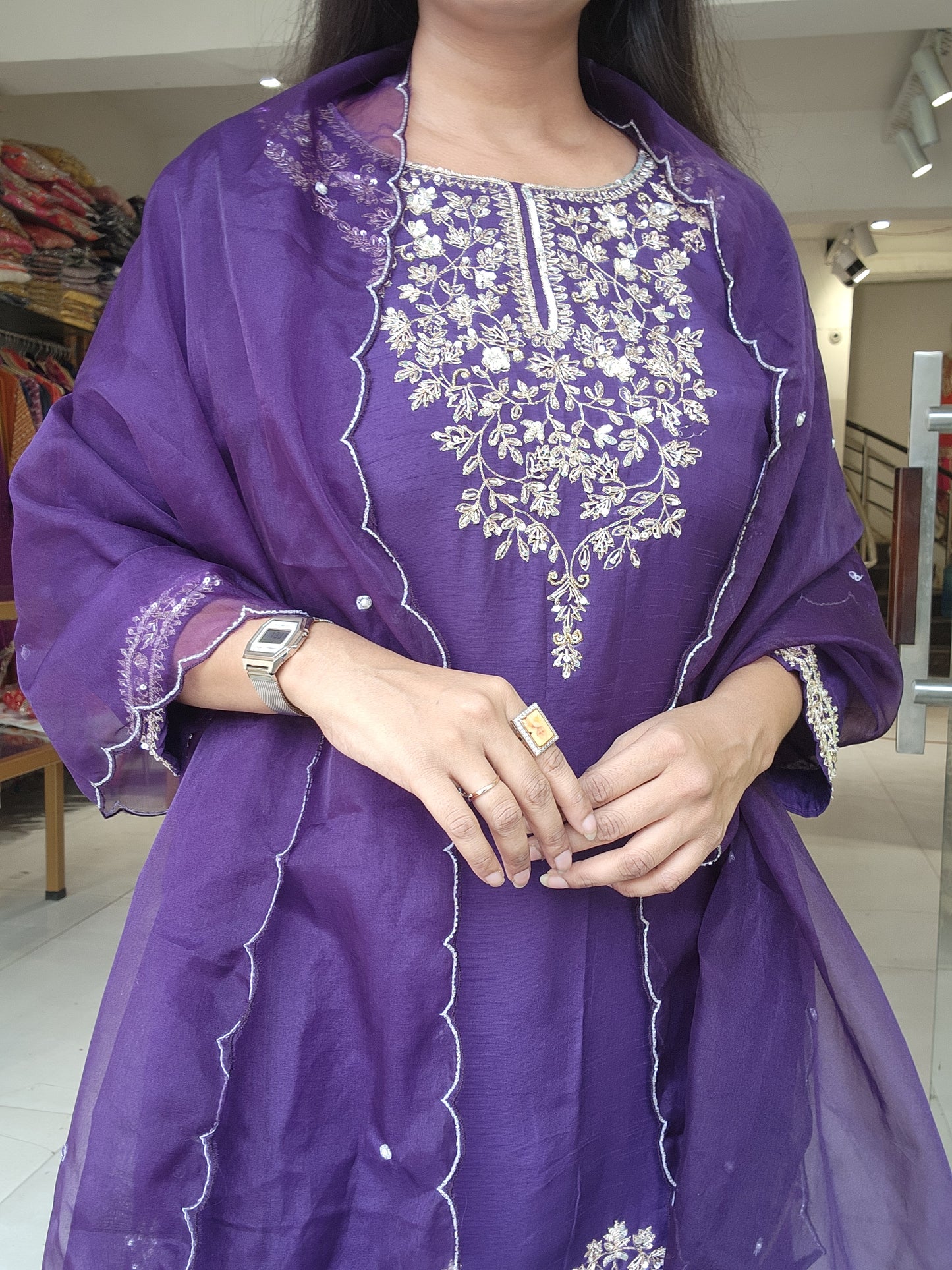 Royal purple divider sharara suit