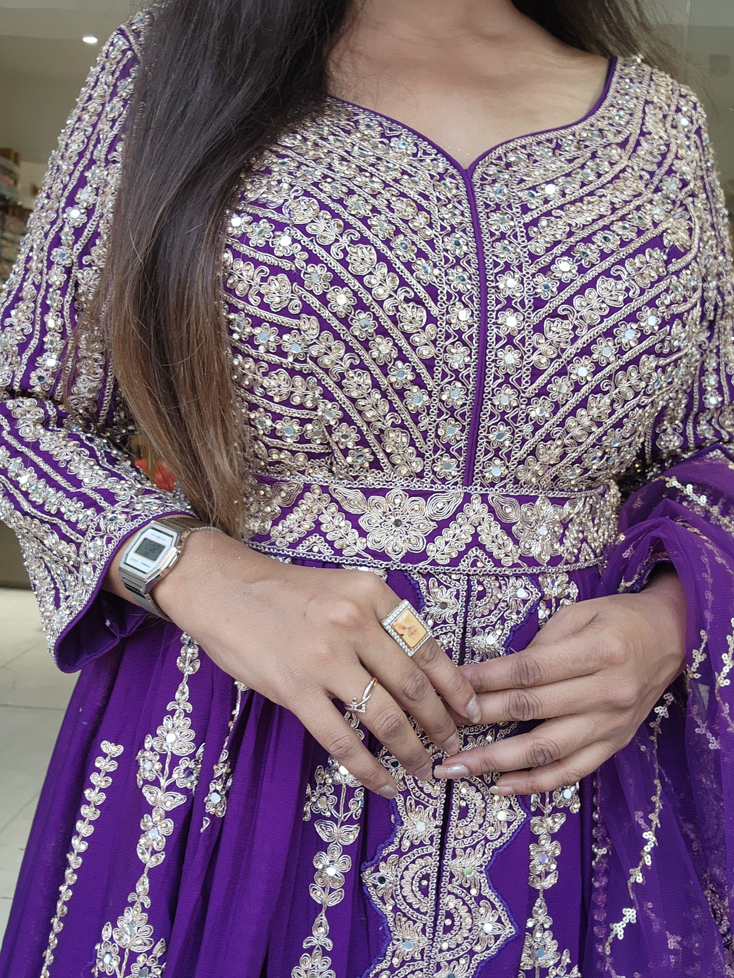 Jannat 2.0 purple centre slit indowestern dress