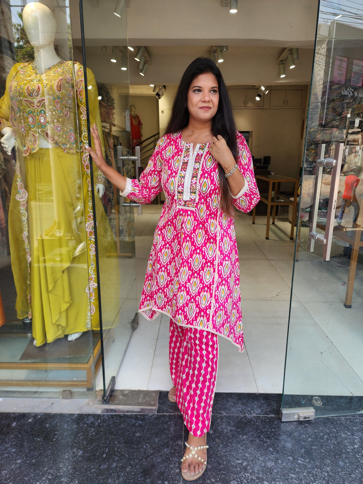 Ikkar print pink cotton co-ord set