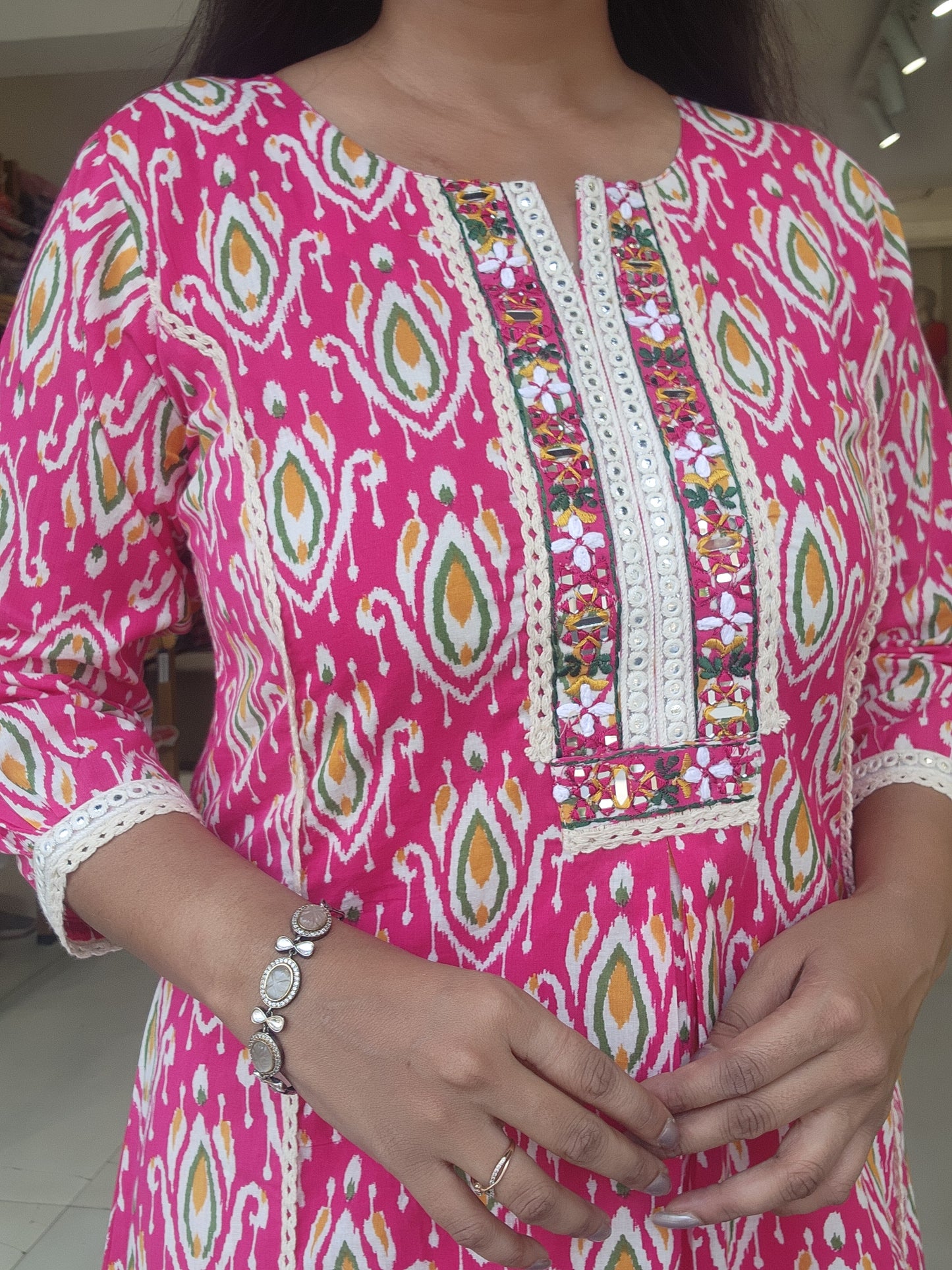 Ikkar print pink cotton co-ord set
