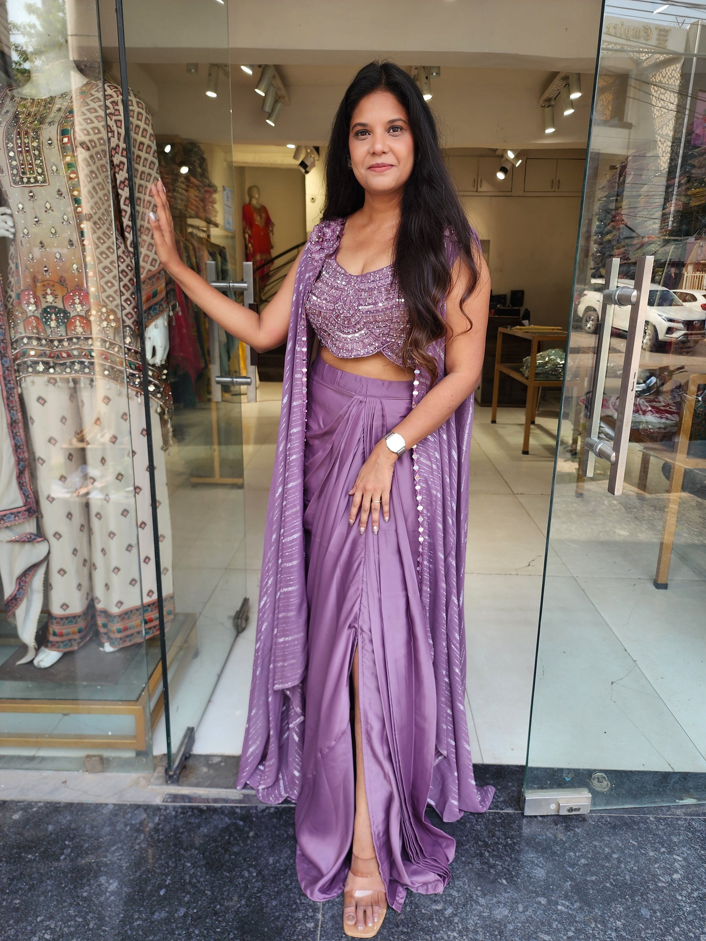 Dilkash 3pc side cut cowl indowestern dress