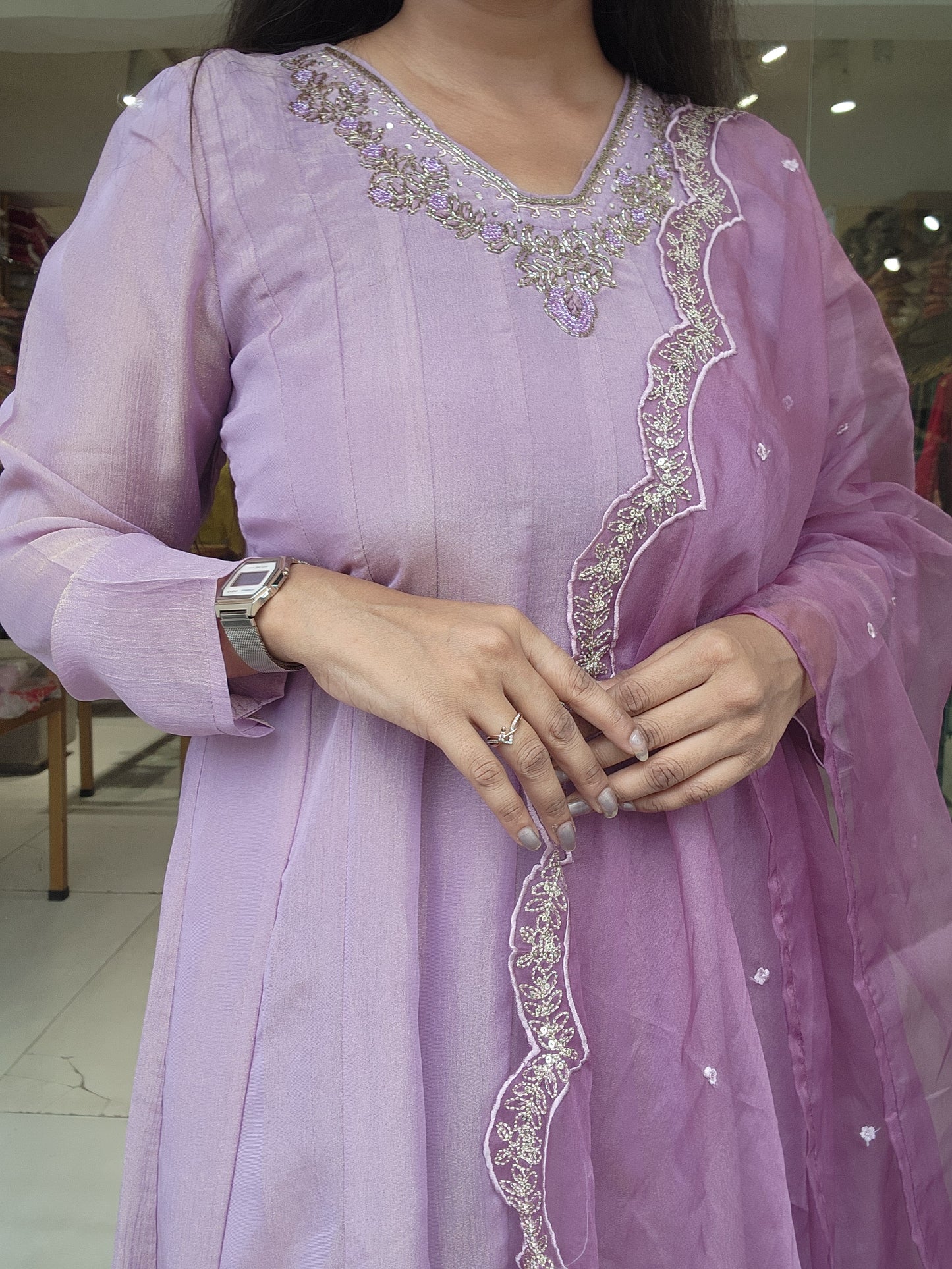 Shares of pink anarakali suit