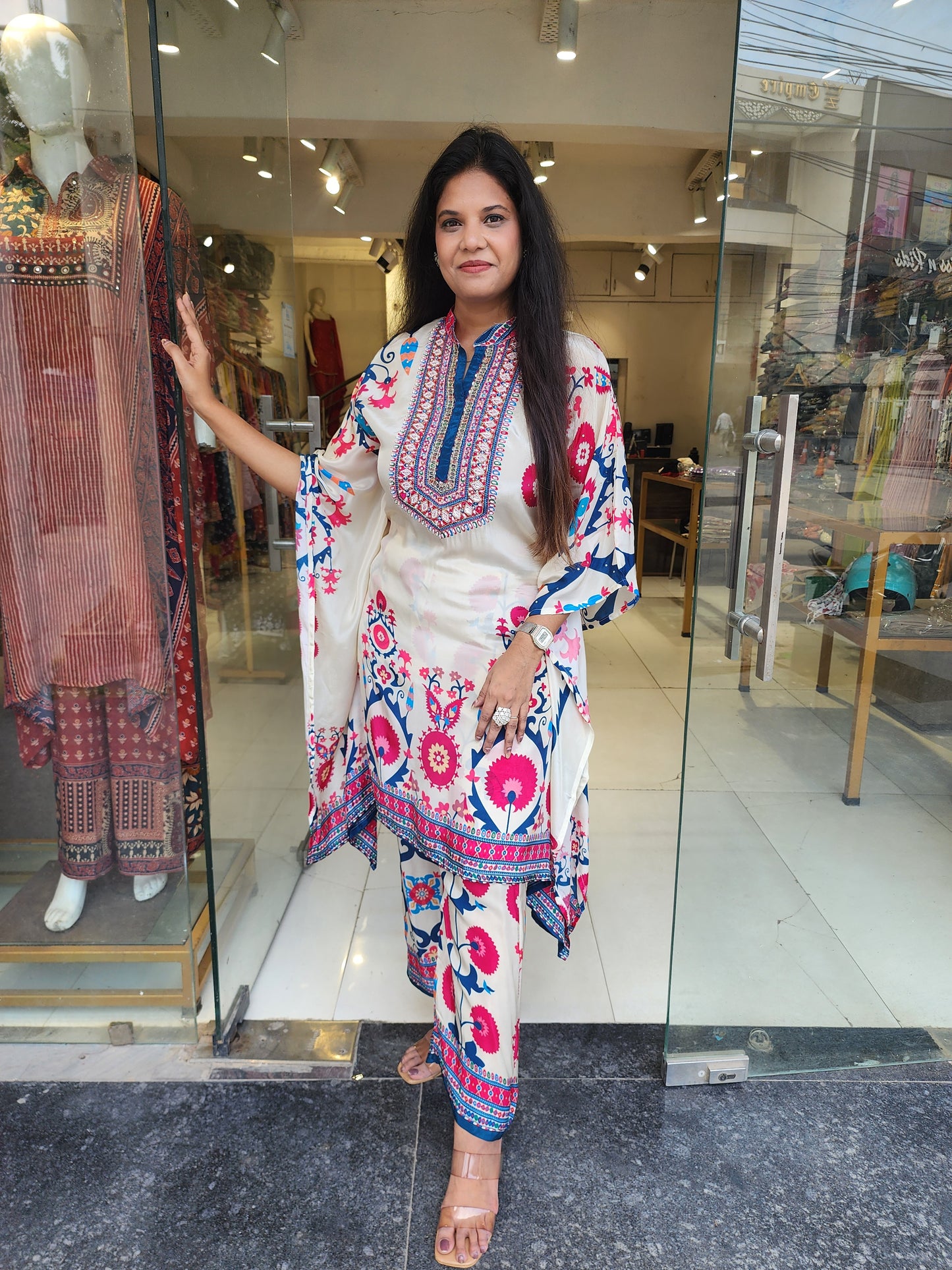 Crepe printed kaftan co-ord set