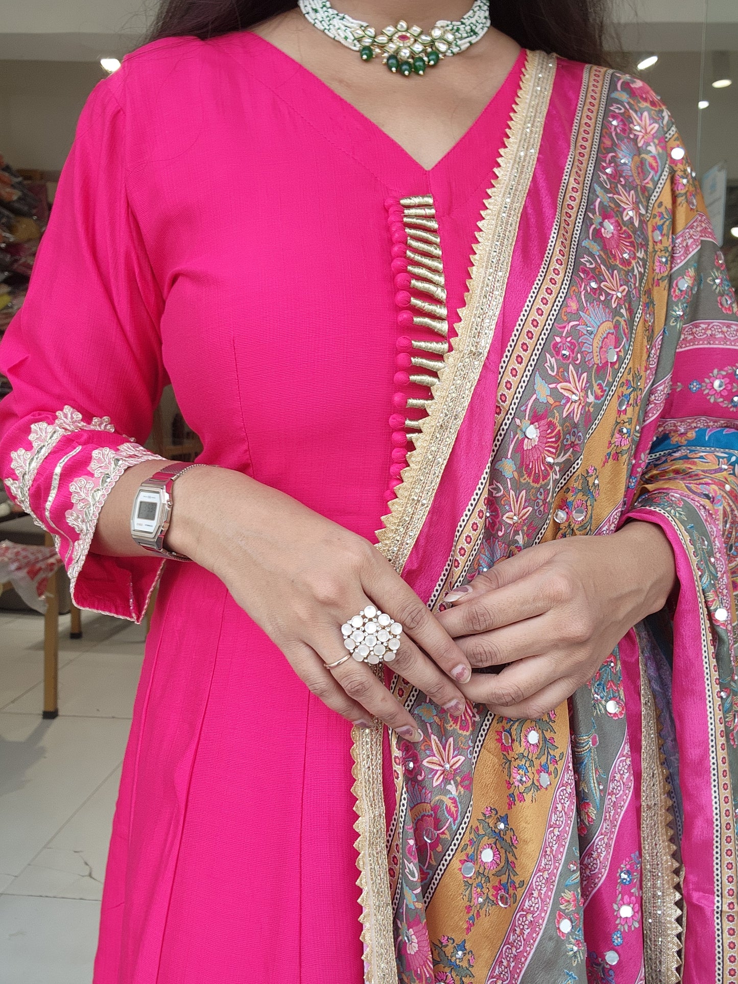 Dua Hotpink anarkali suit with pant