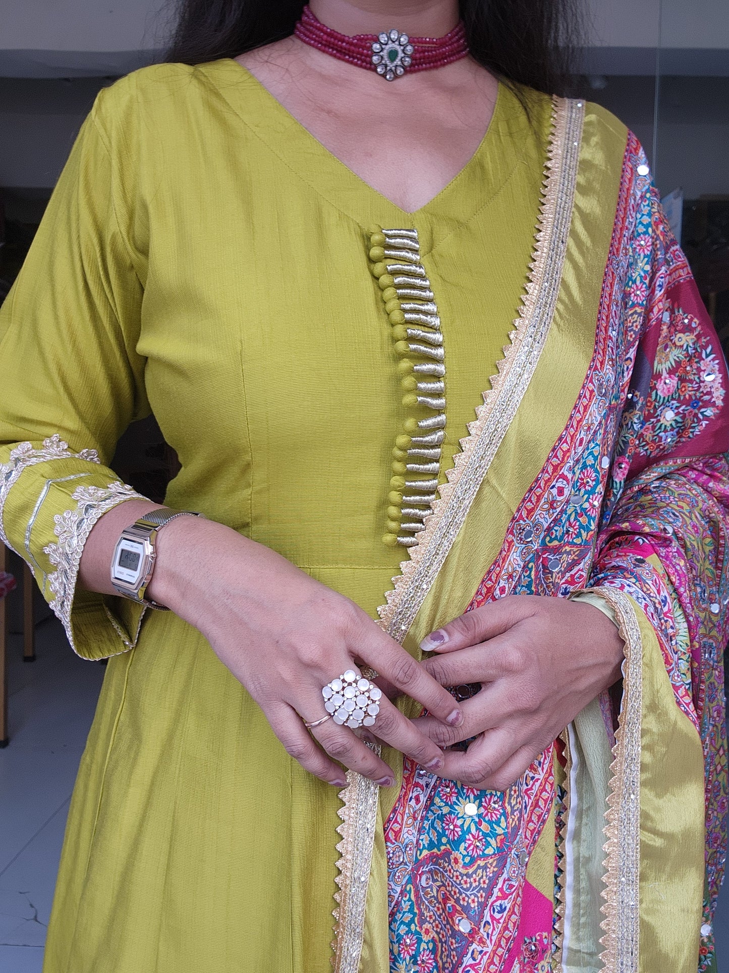 Dua lime anarkali suit with pant