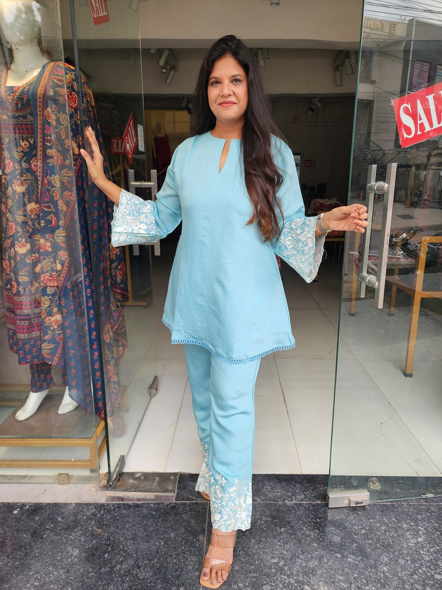 Blue indowestern co-ord set