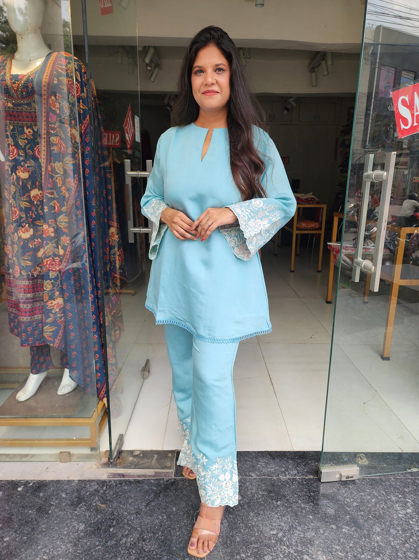 Blue indowestern co-ord set