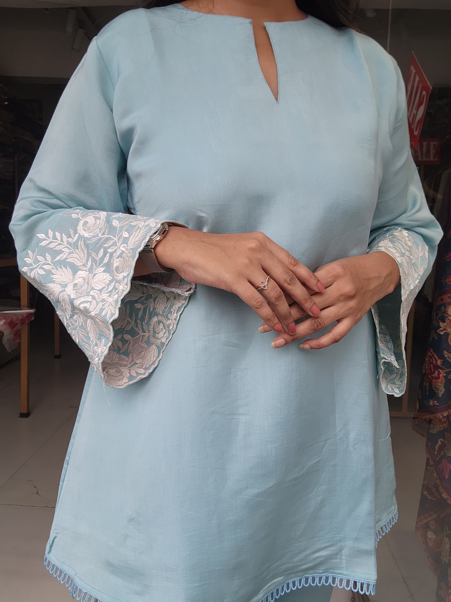 Blue indowestern co-ord set