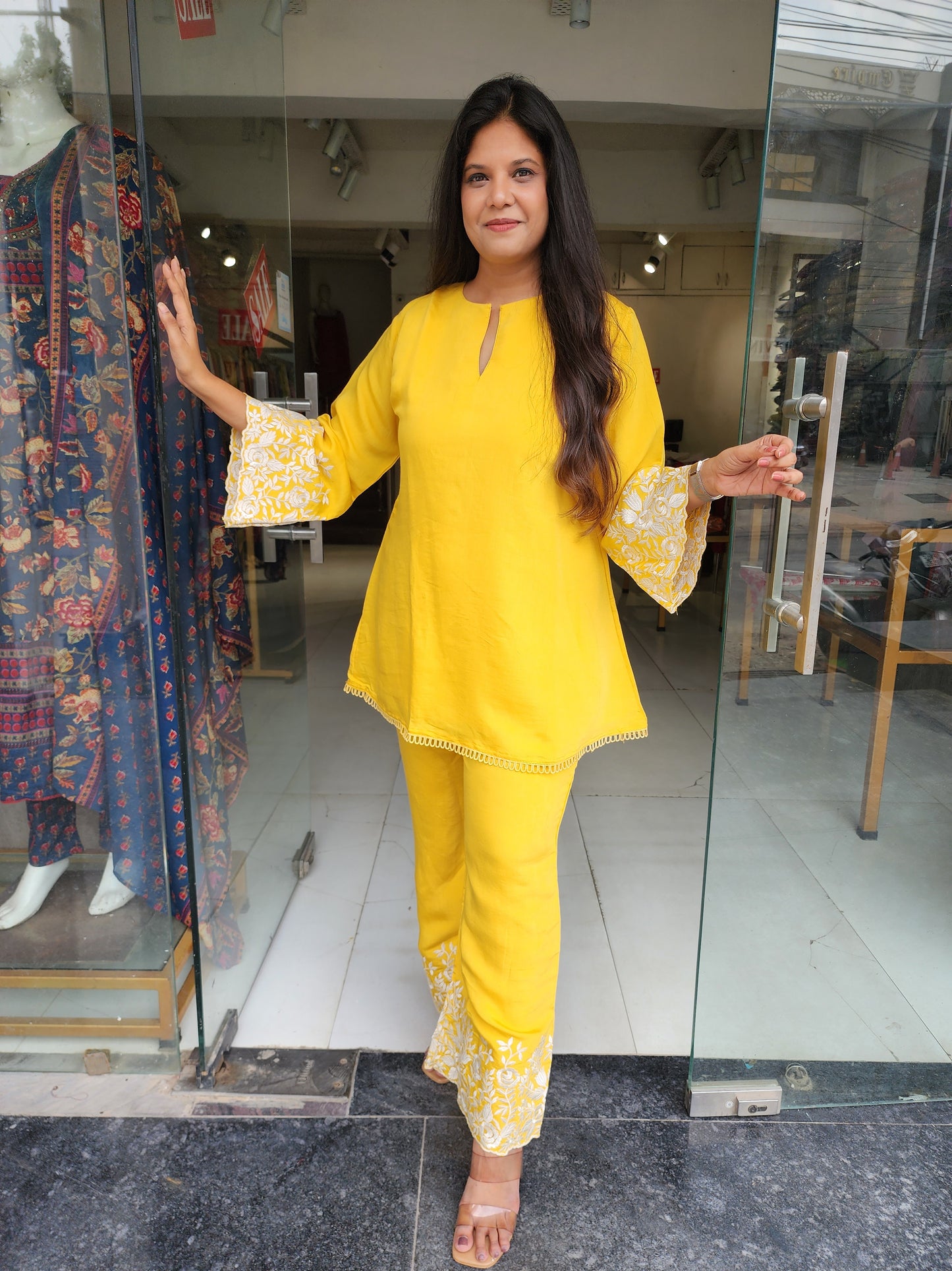 Yellow indowestern co-ord set