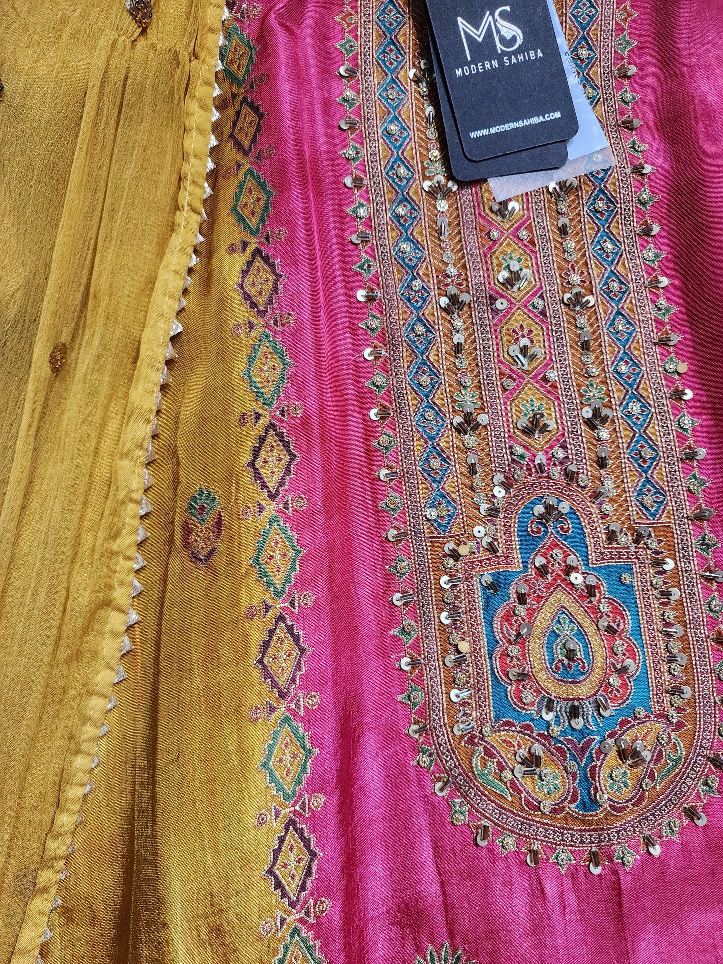Yellow digital print straight cut suit