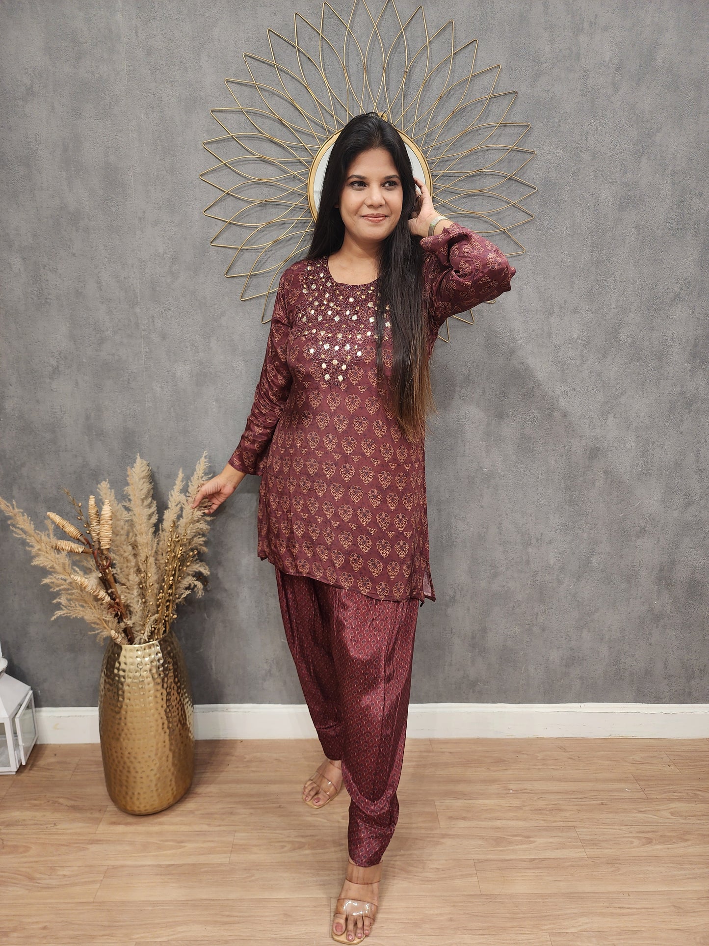 Farshi salwar Embroided co-ord set