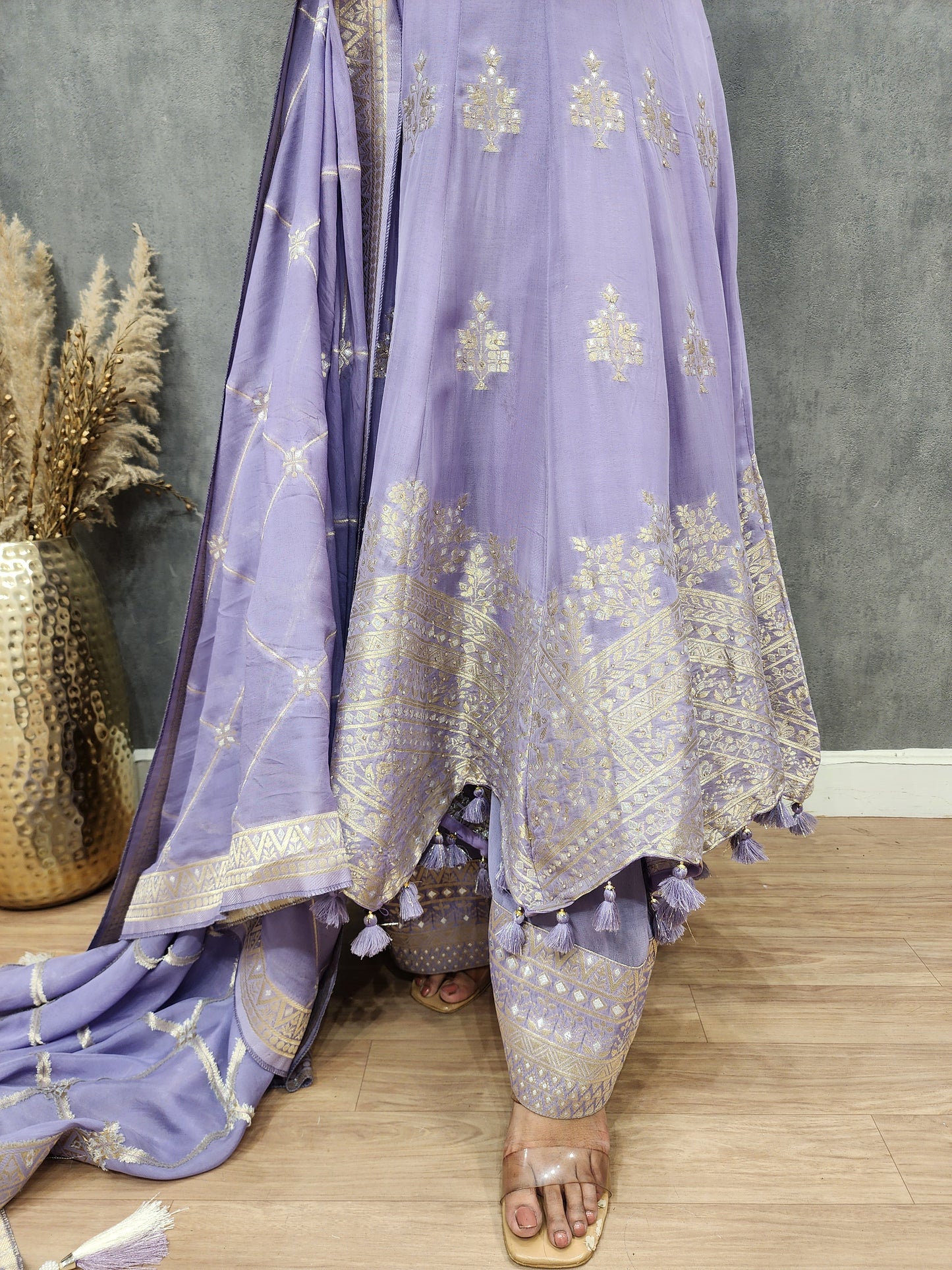 Rutba Lavender weaving anarakali with plazzo
