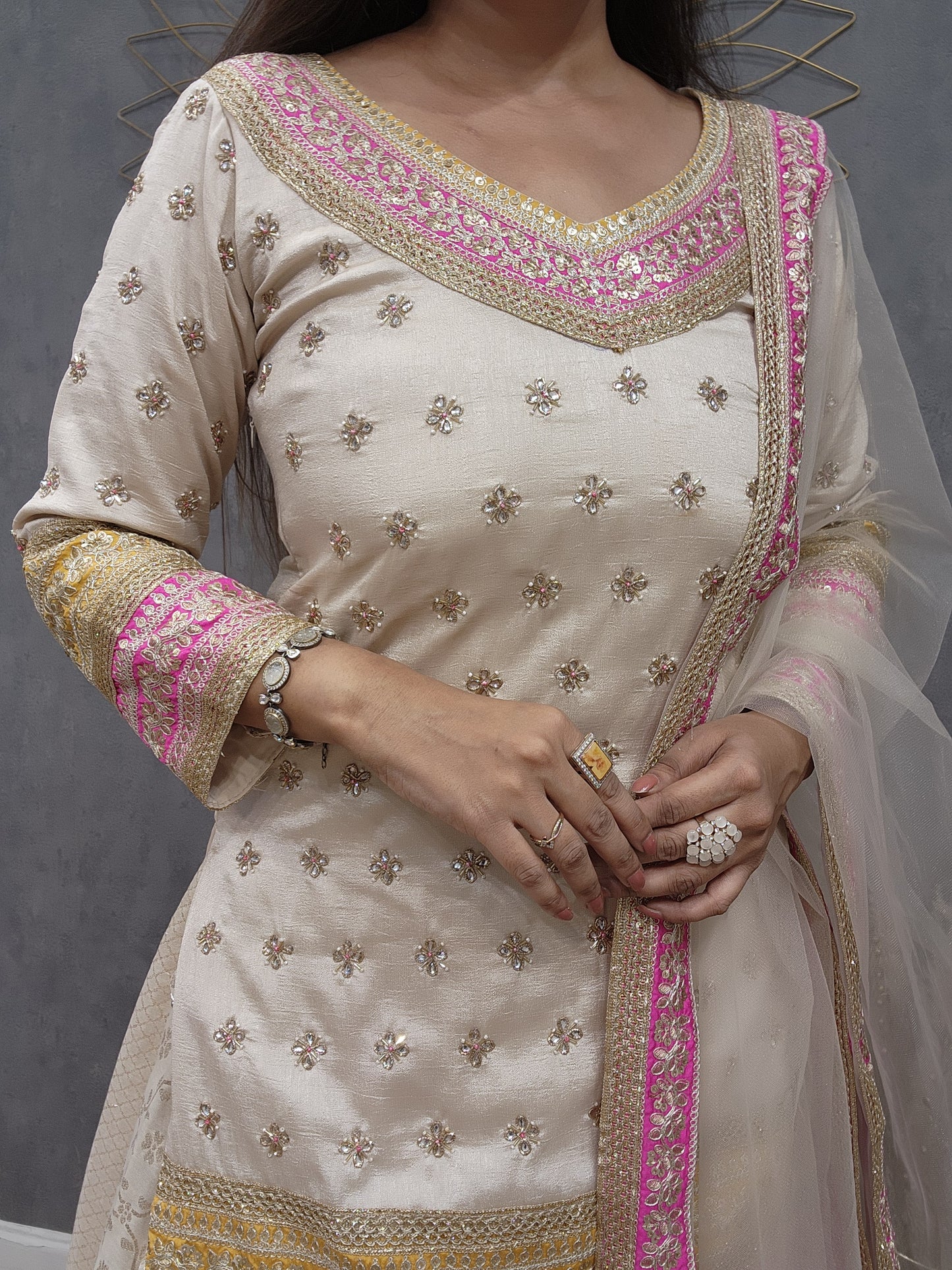Royal ivory indowestern skirt dress