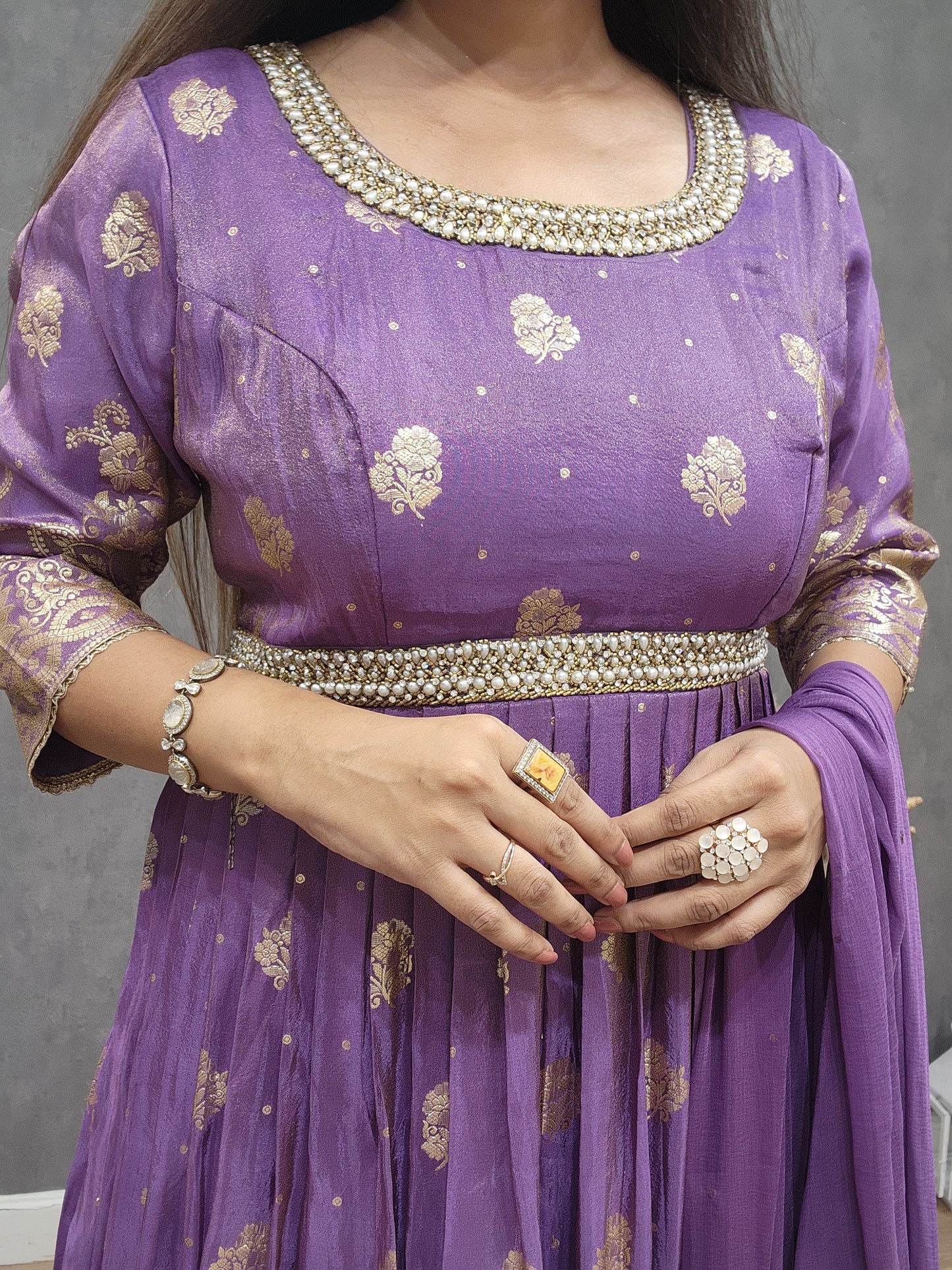 Purple weaving long maxi gown