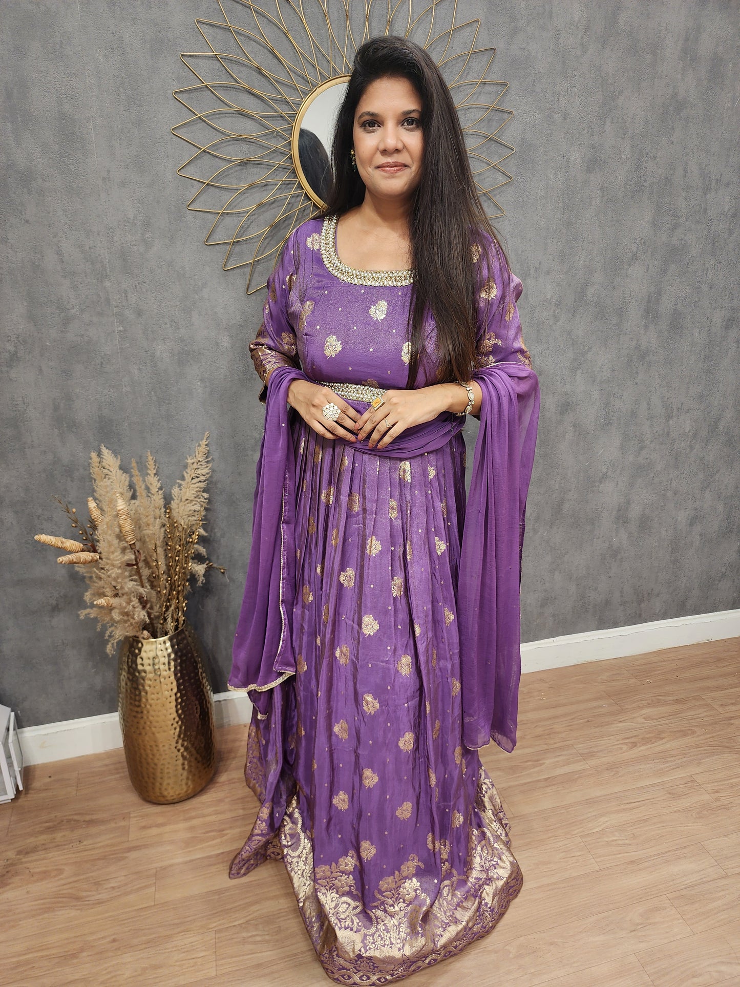 Purple weaving long maxi gown