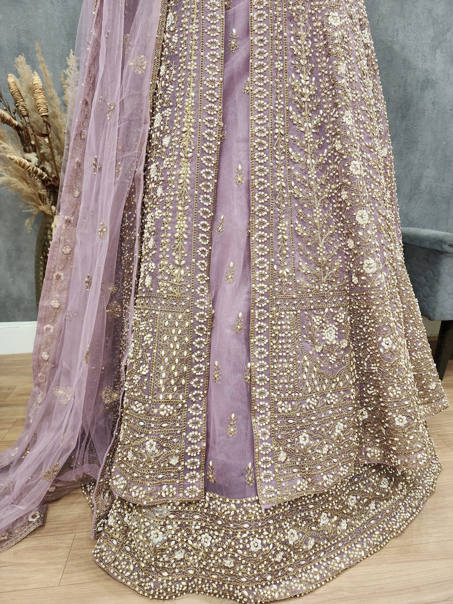 Jodha onion pink centre slit indowestern dress