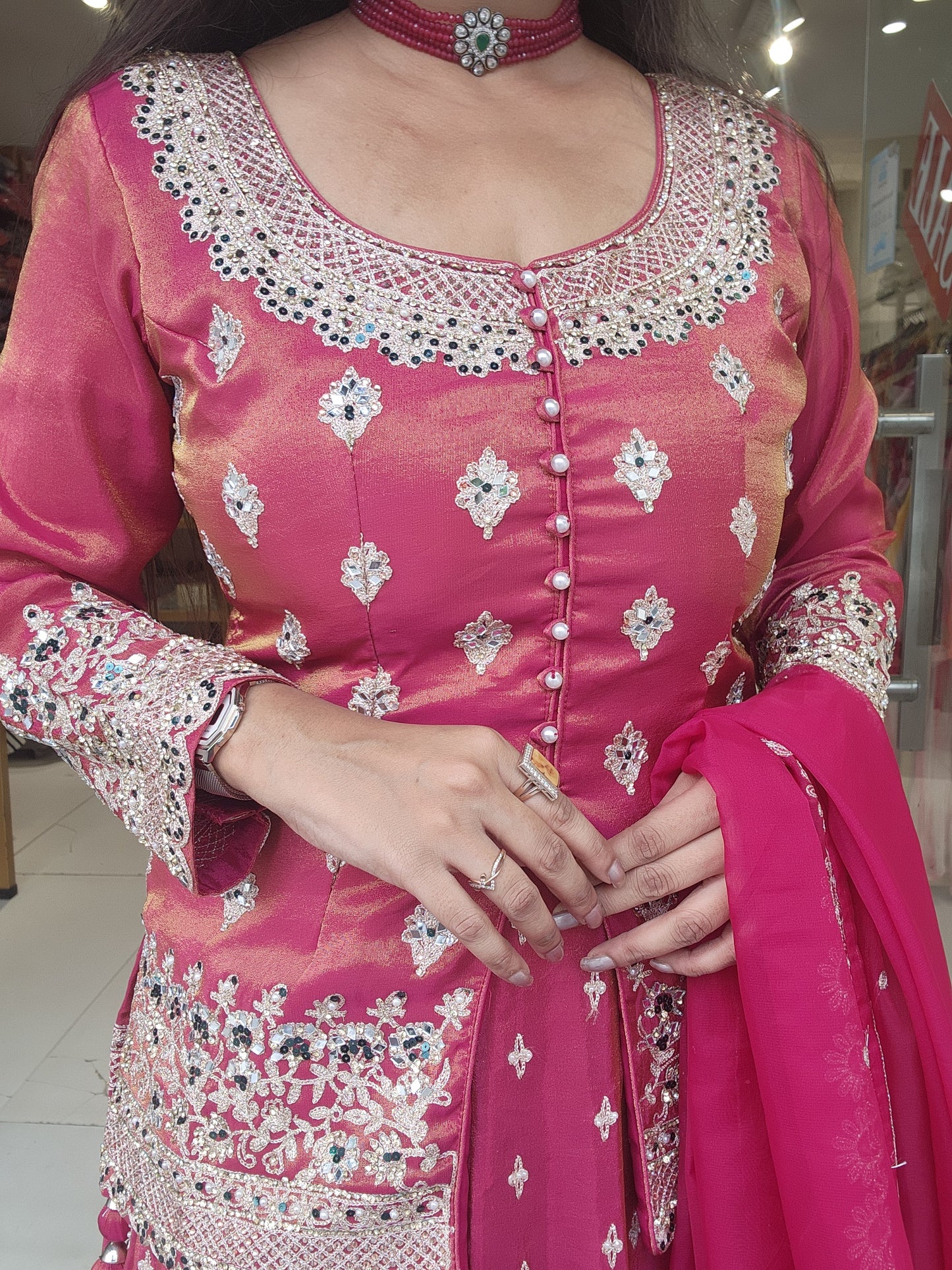 Jodha pink indowestern dress