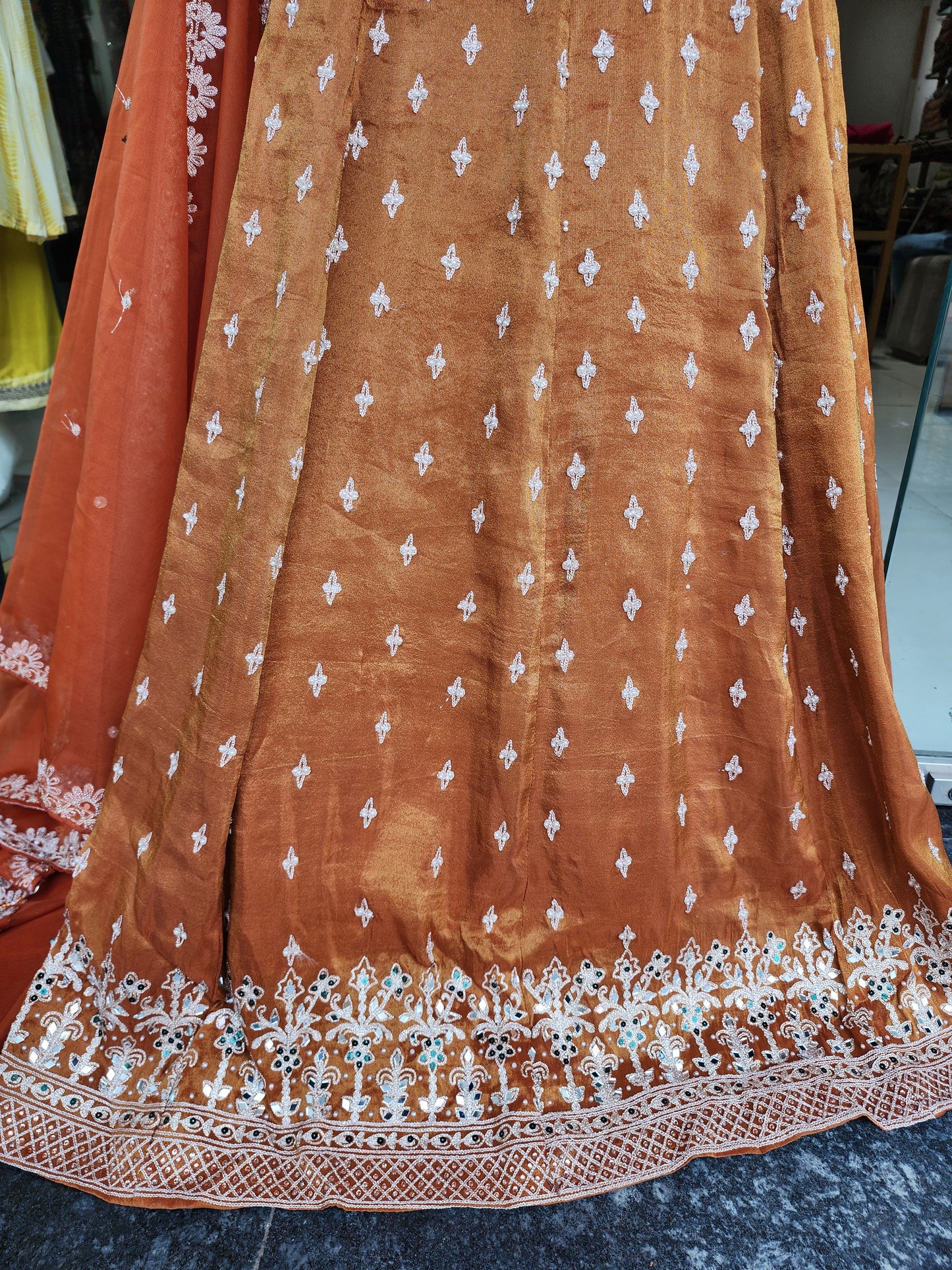 Jodha orange peplum indowestern dress