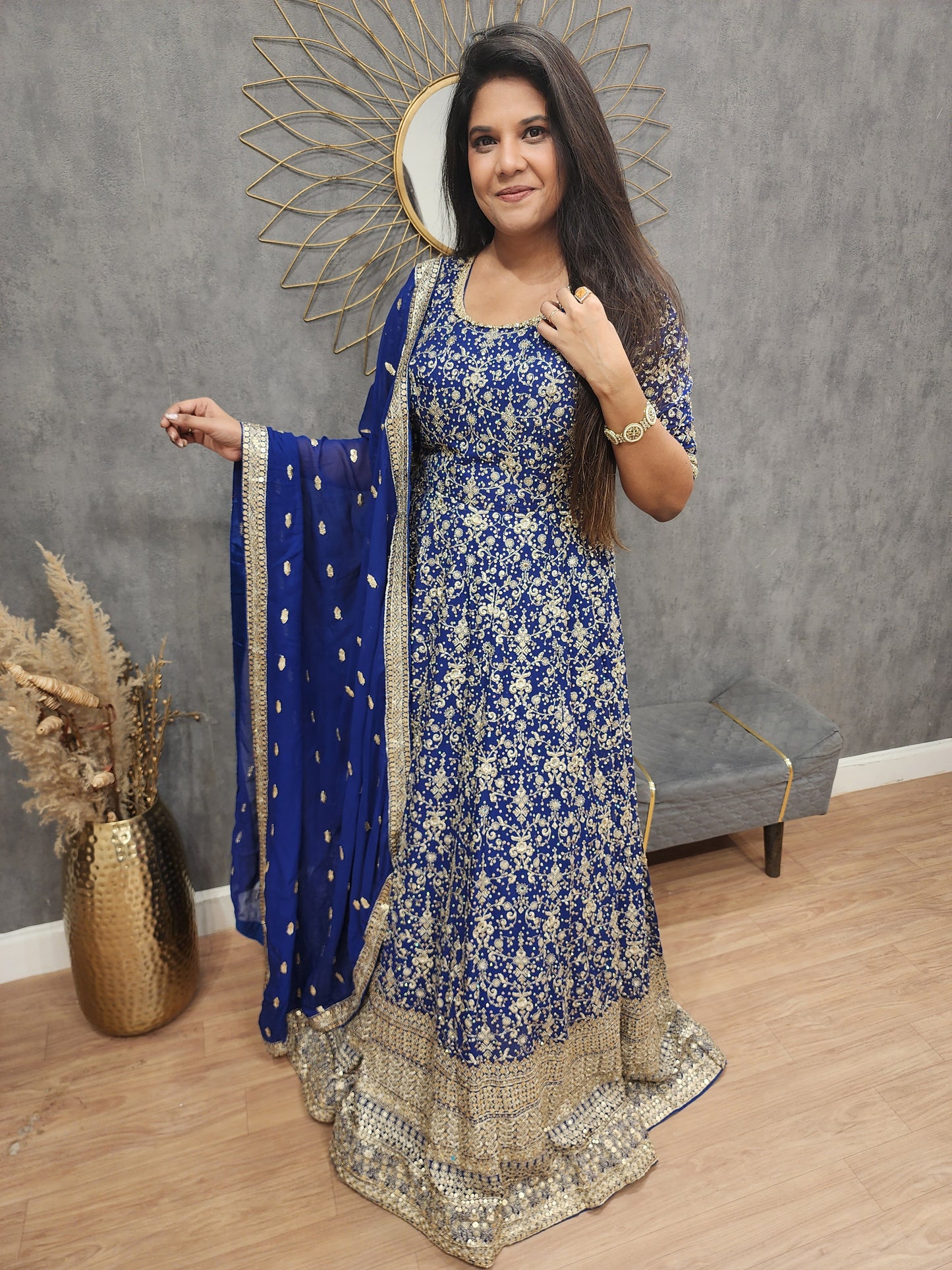 Meera blue anarkali suit