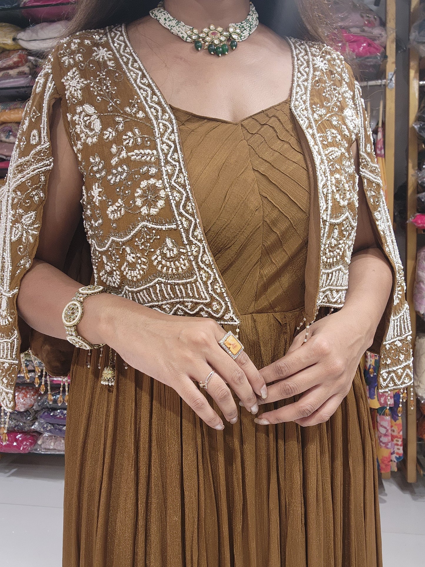 One piece dress with Embroided jacket