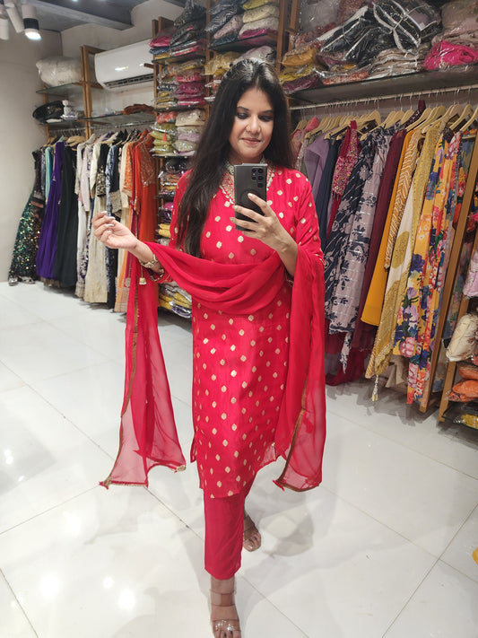 Deepika pink straight suit