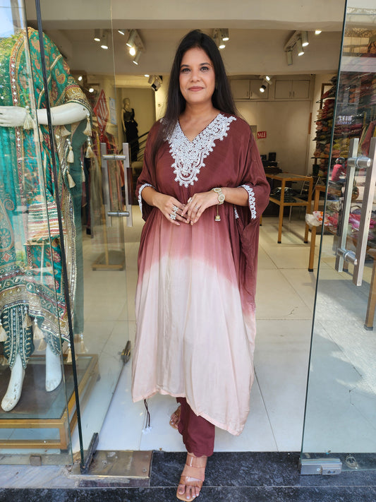 Brown ombre kaftaan suit