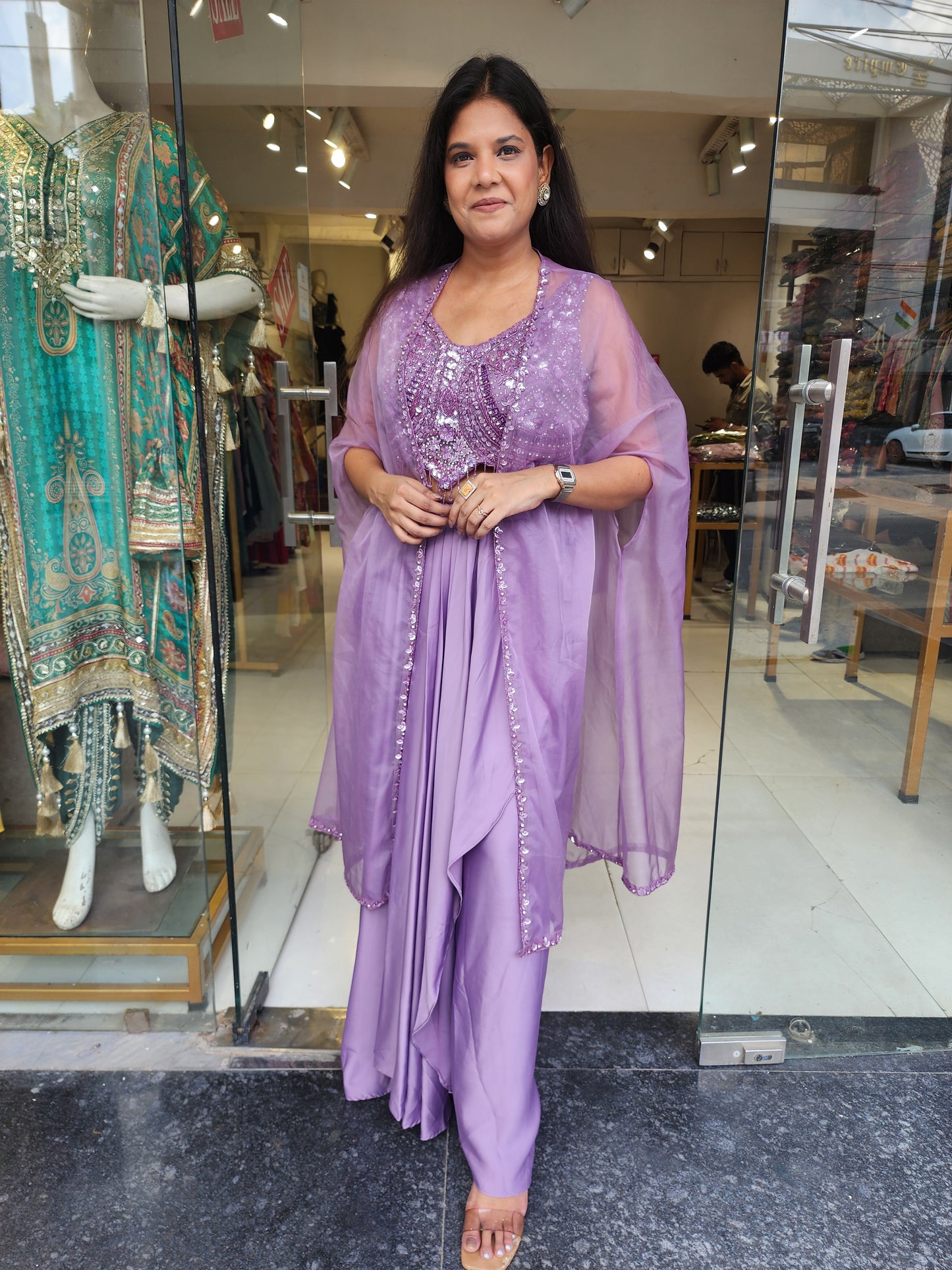Dilkash Onion pink indowestern cowl dress