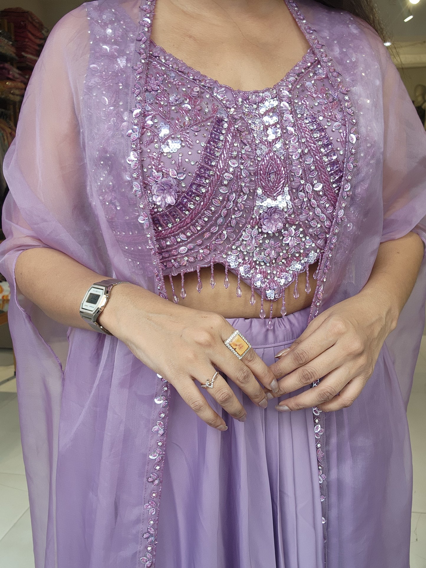 Dilkash Onion pink indowestern cowl dress