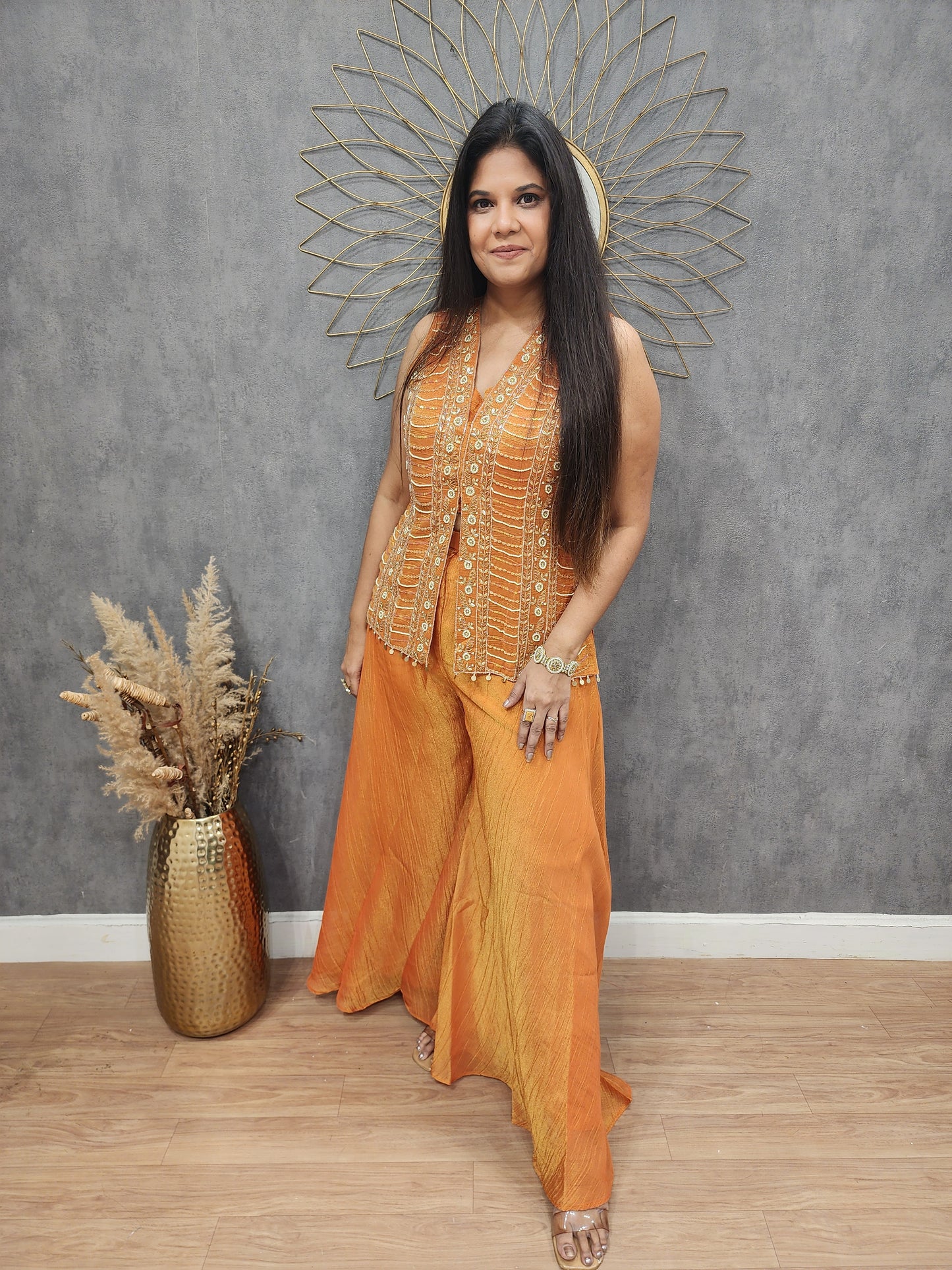 Rust orange Embellished o-ord set