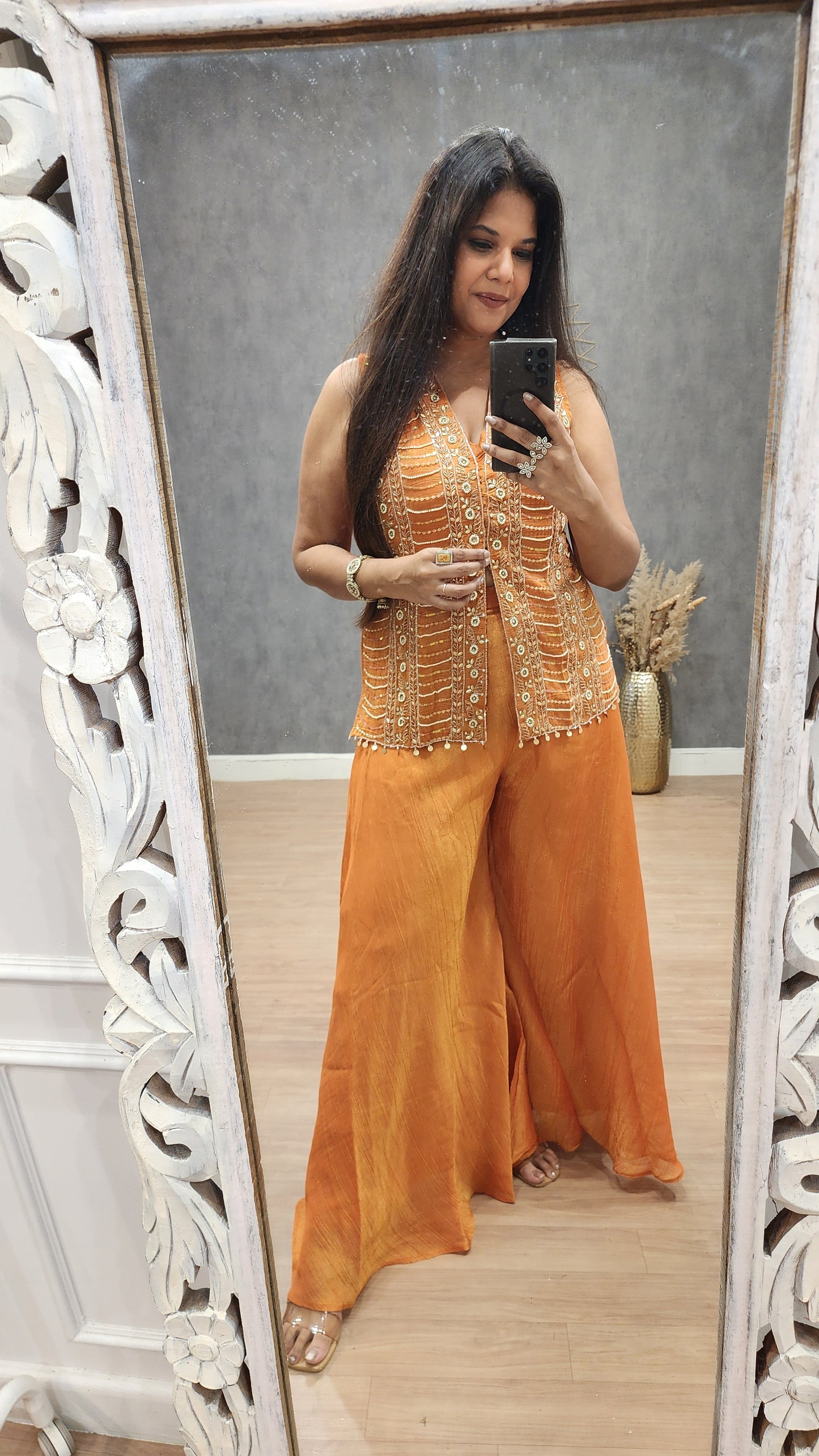Rust orange Embellished o-ord set
