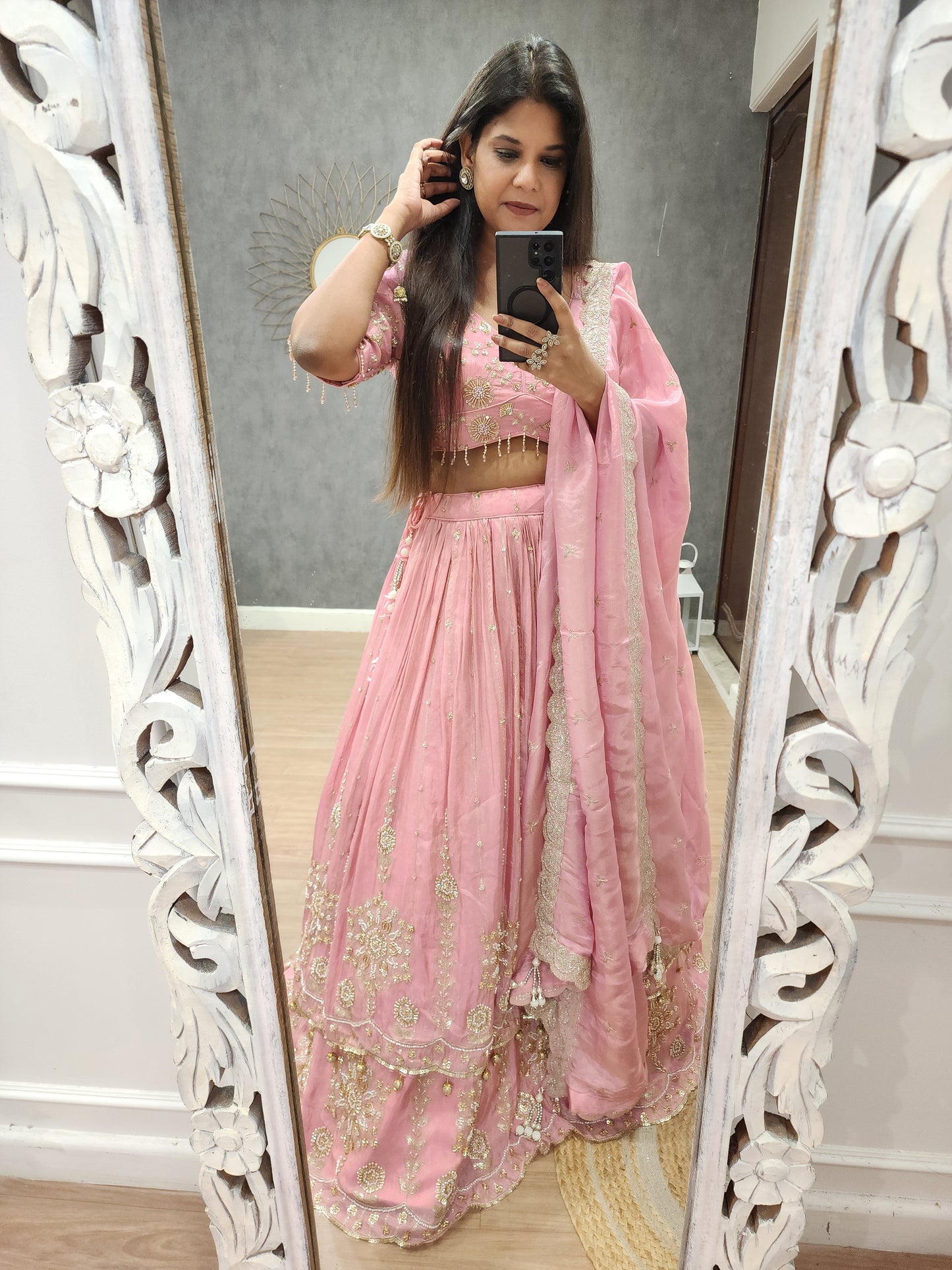 Alia pink double layer lehenga set