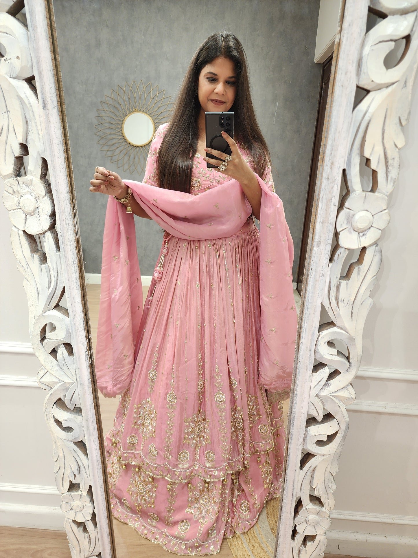 Alia pink double layer lehenga set