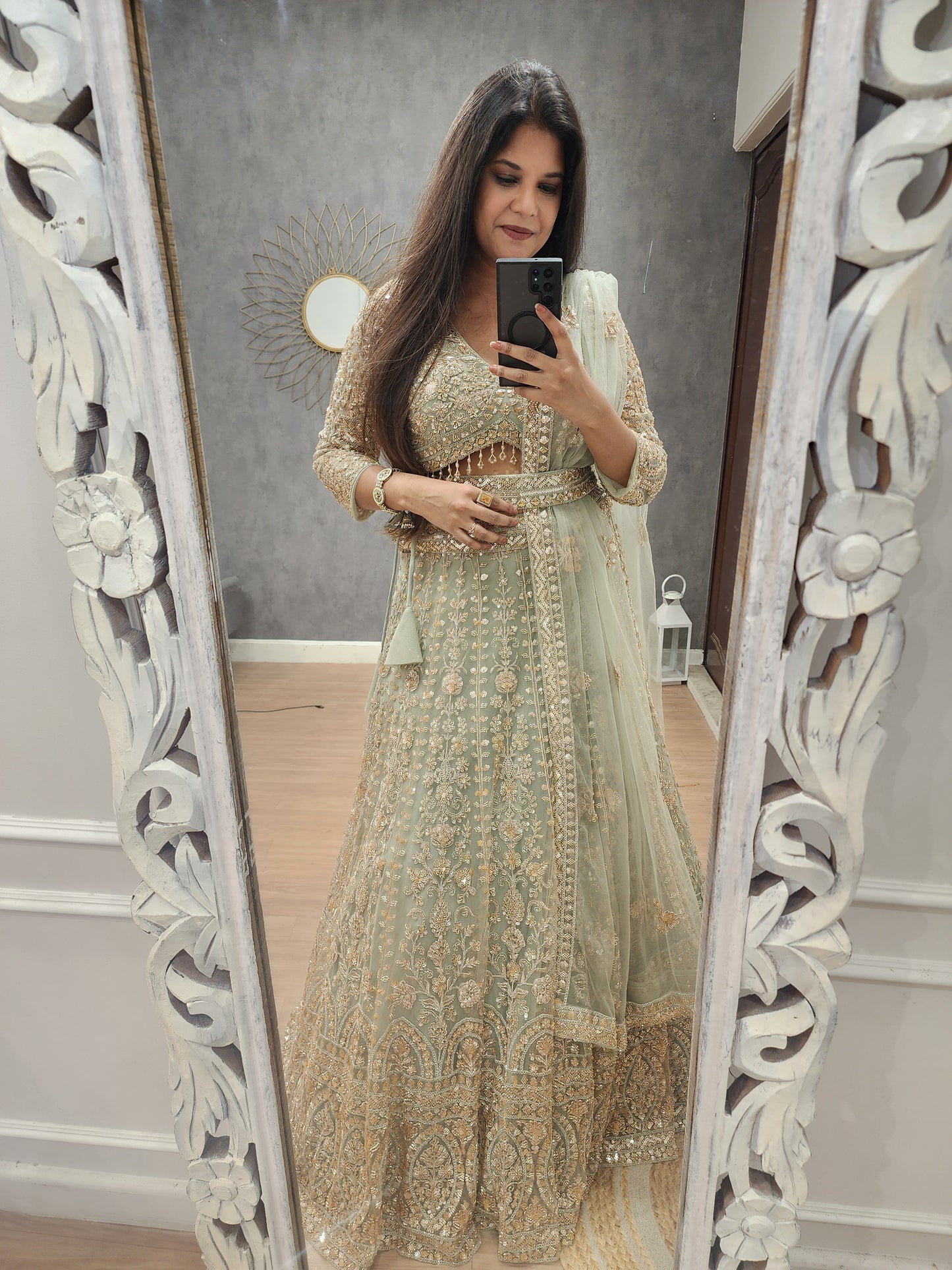 Zeenat mint green lehenga set