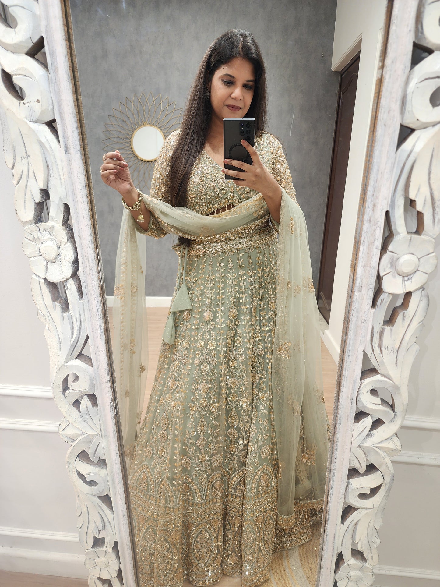 Zeenat mint green lehenga set