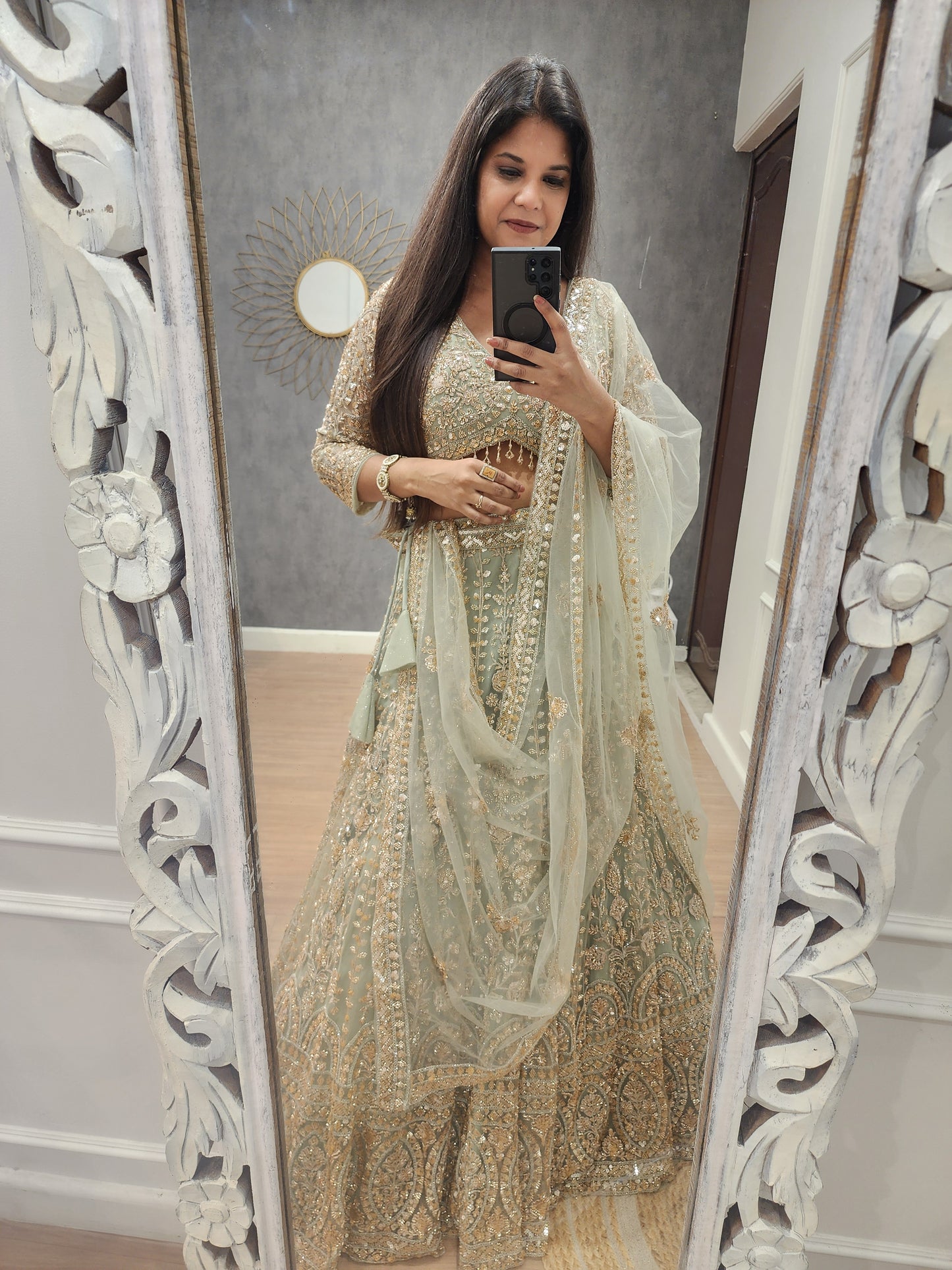 Zeenat mint green lehenga set