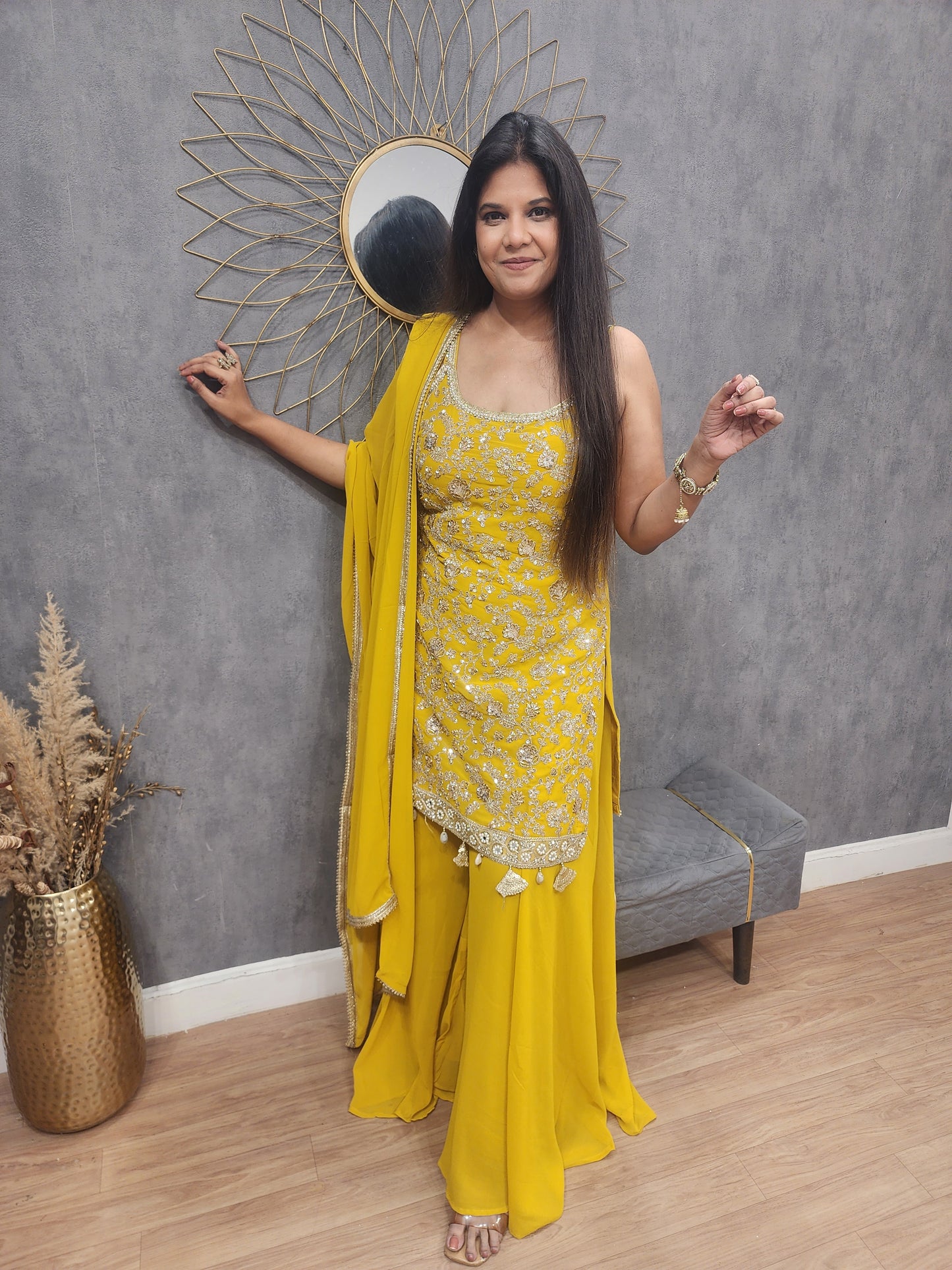 Mahi yellow sharara suit